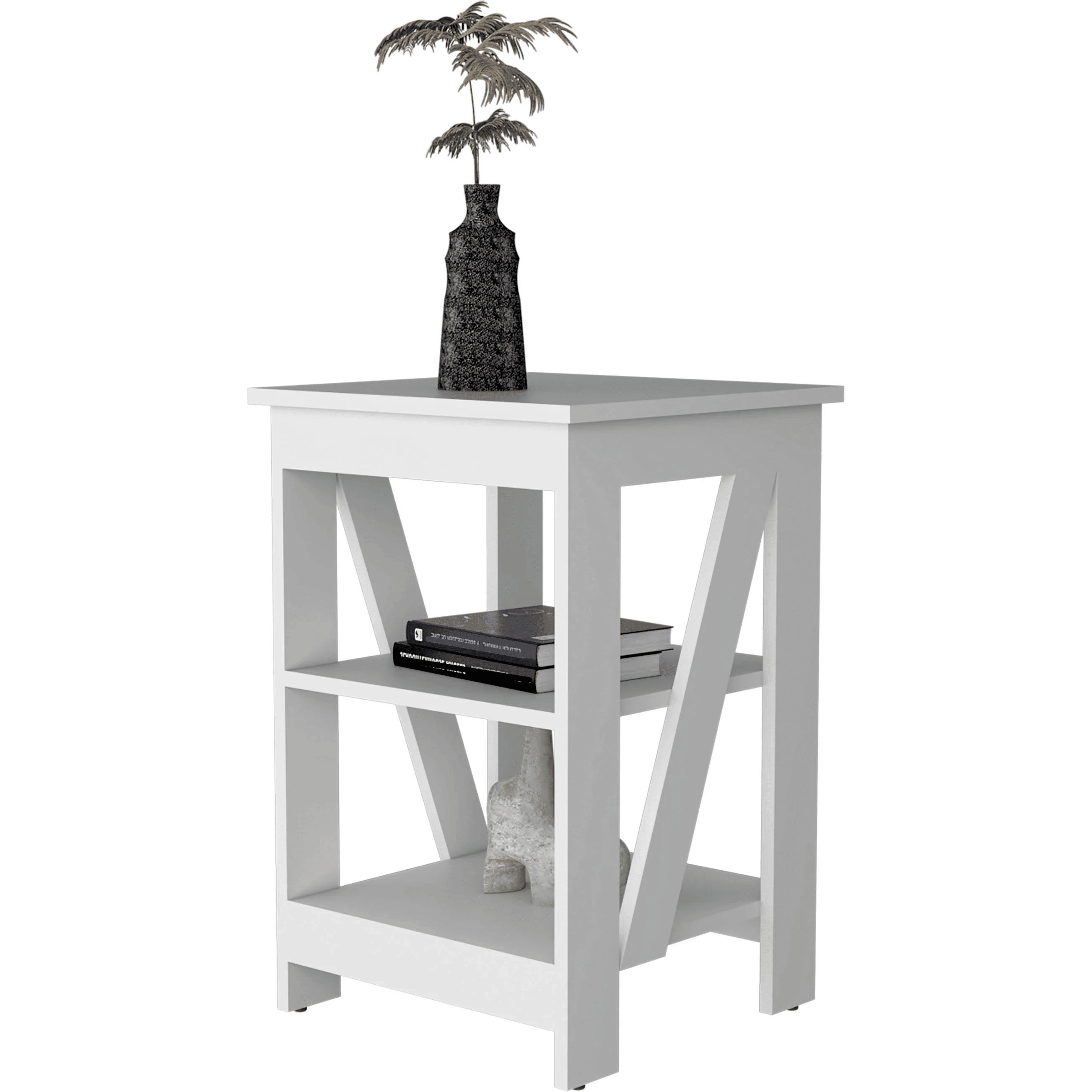 White Table With 2 Shelves