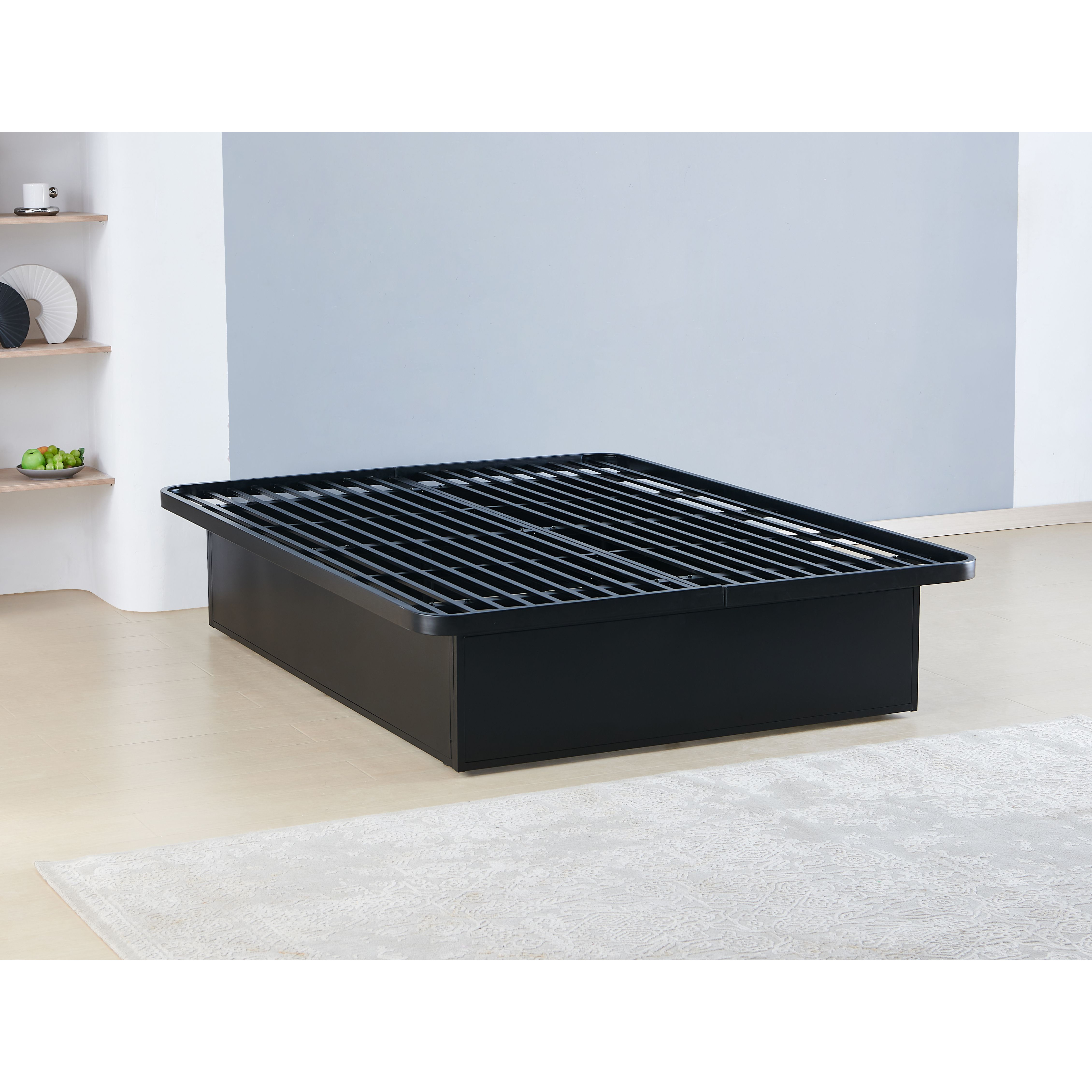 Modern Style Heavy Duty Queen Size Platform Bed Frame Made With Metal And16 Inch Height In Black