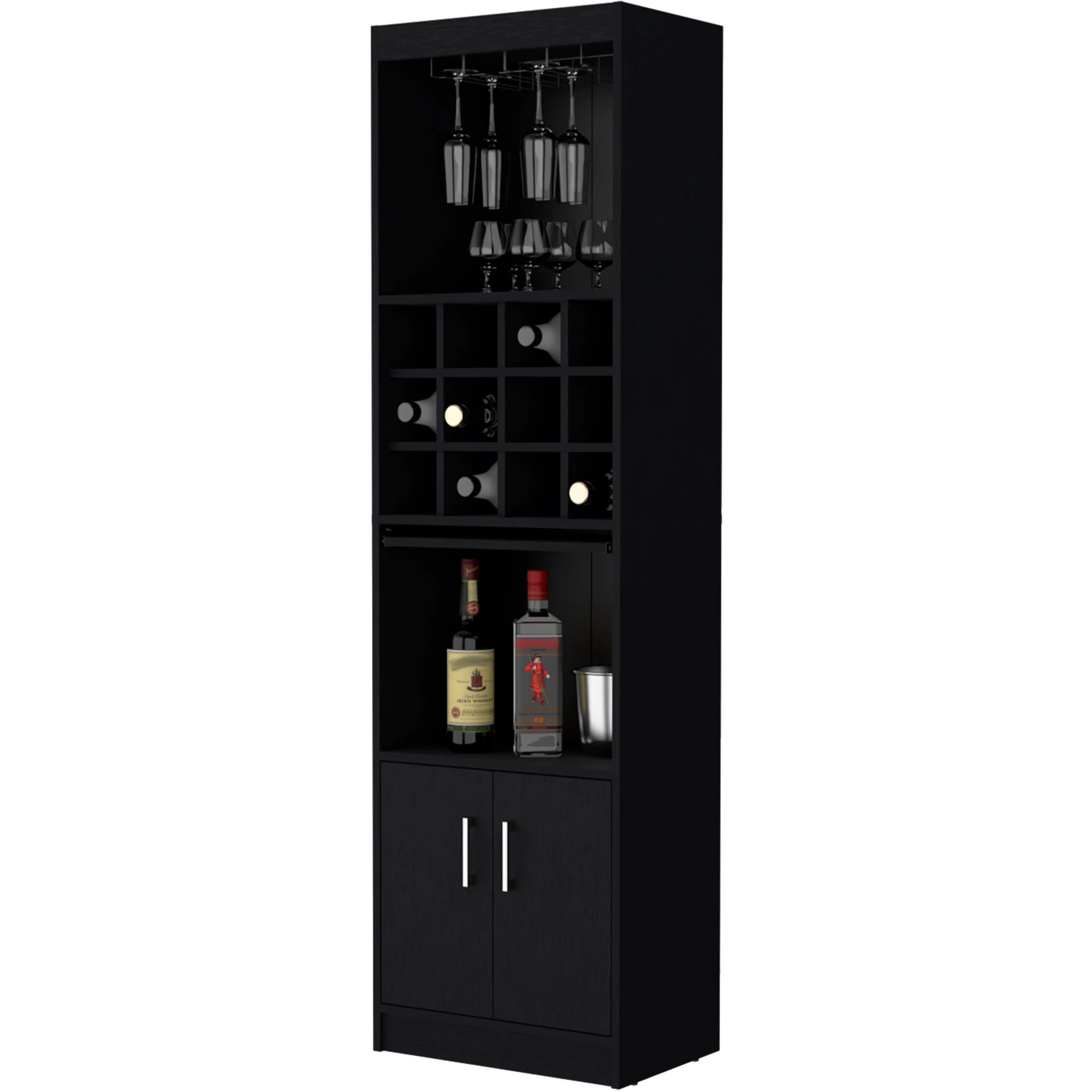 Black Bar Cabinet With Wine Storage