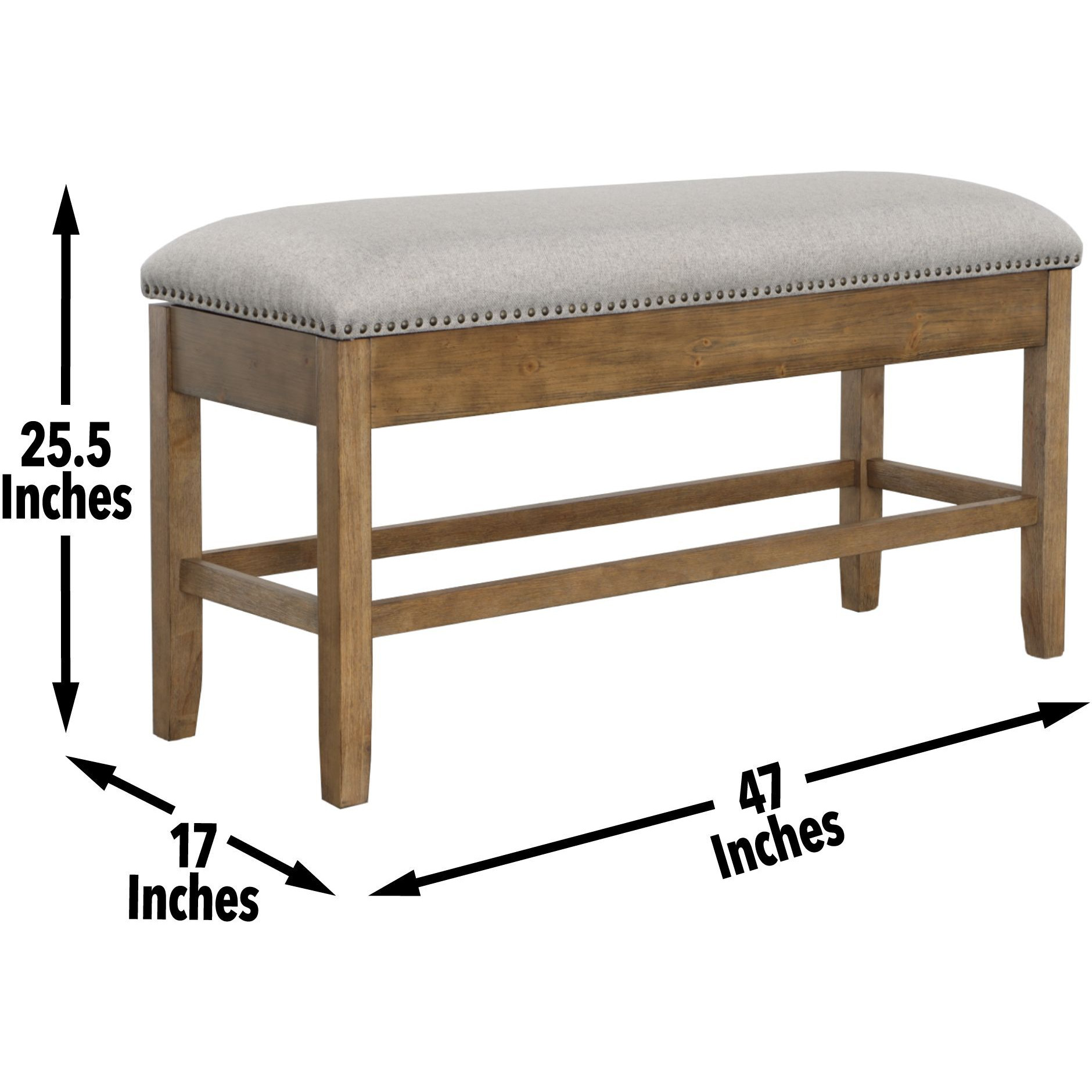 Grayson - Counter Storage Bench With Nailhead - Dark Brown