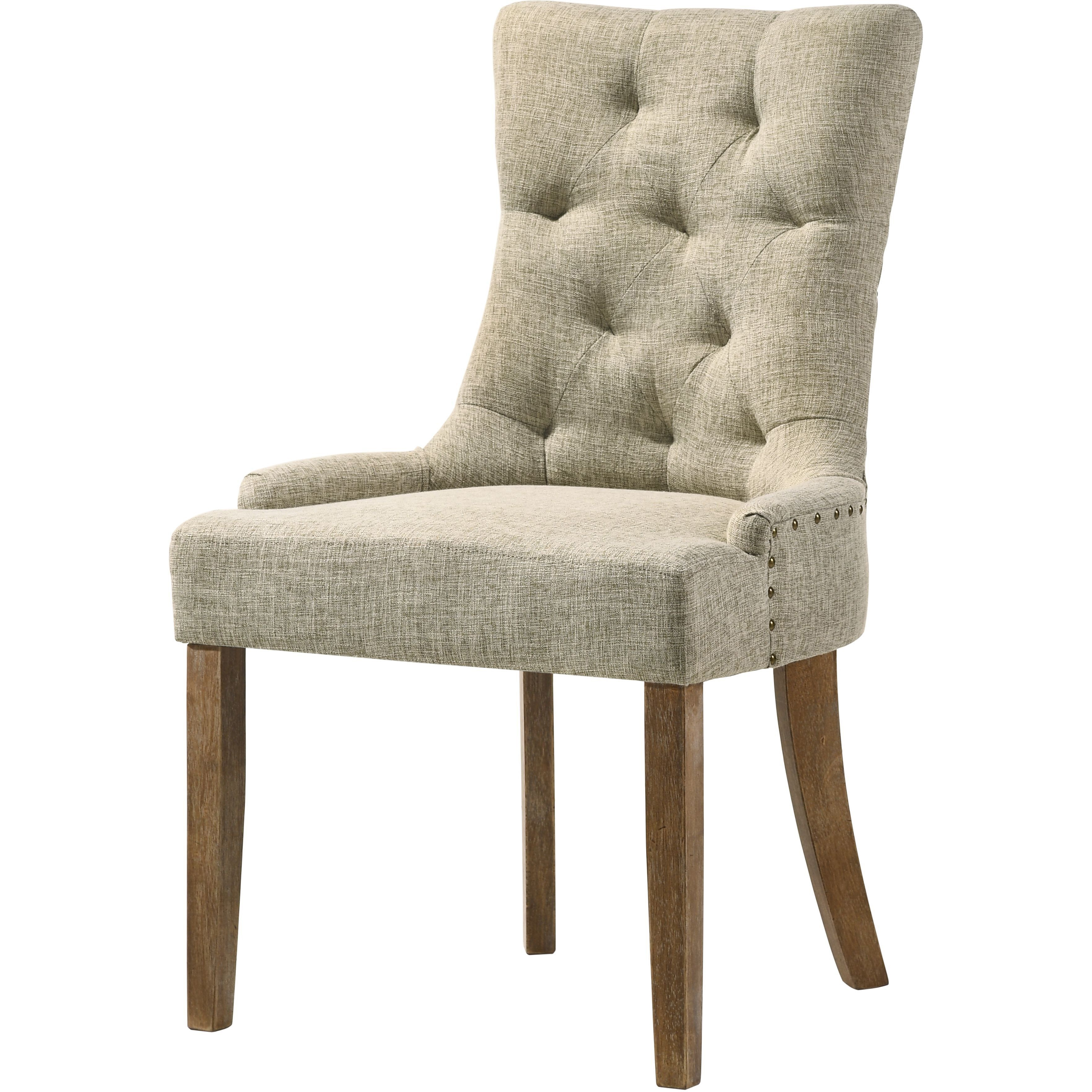 Beige And Salvaged Oak Tufted Back Parson Chairs (Set Of 2)