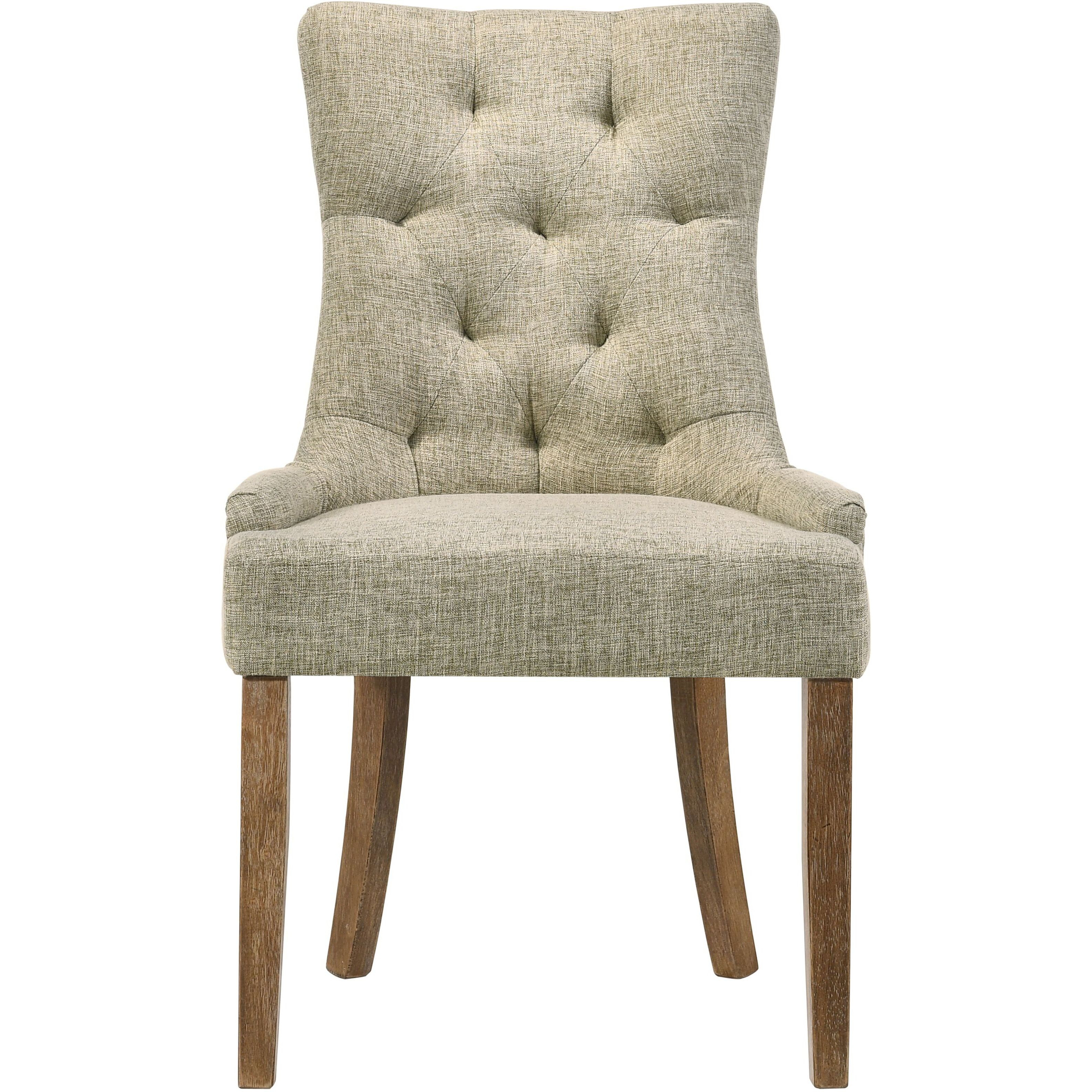 Beige And Salvaged Oak Tufted Back Parson Chairs (Set Of 2)