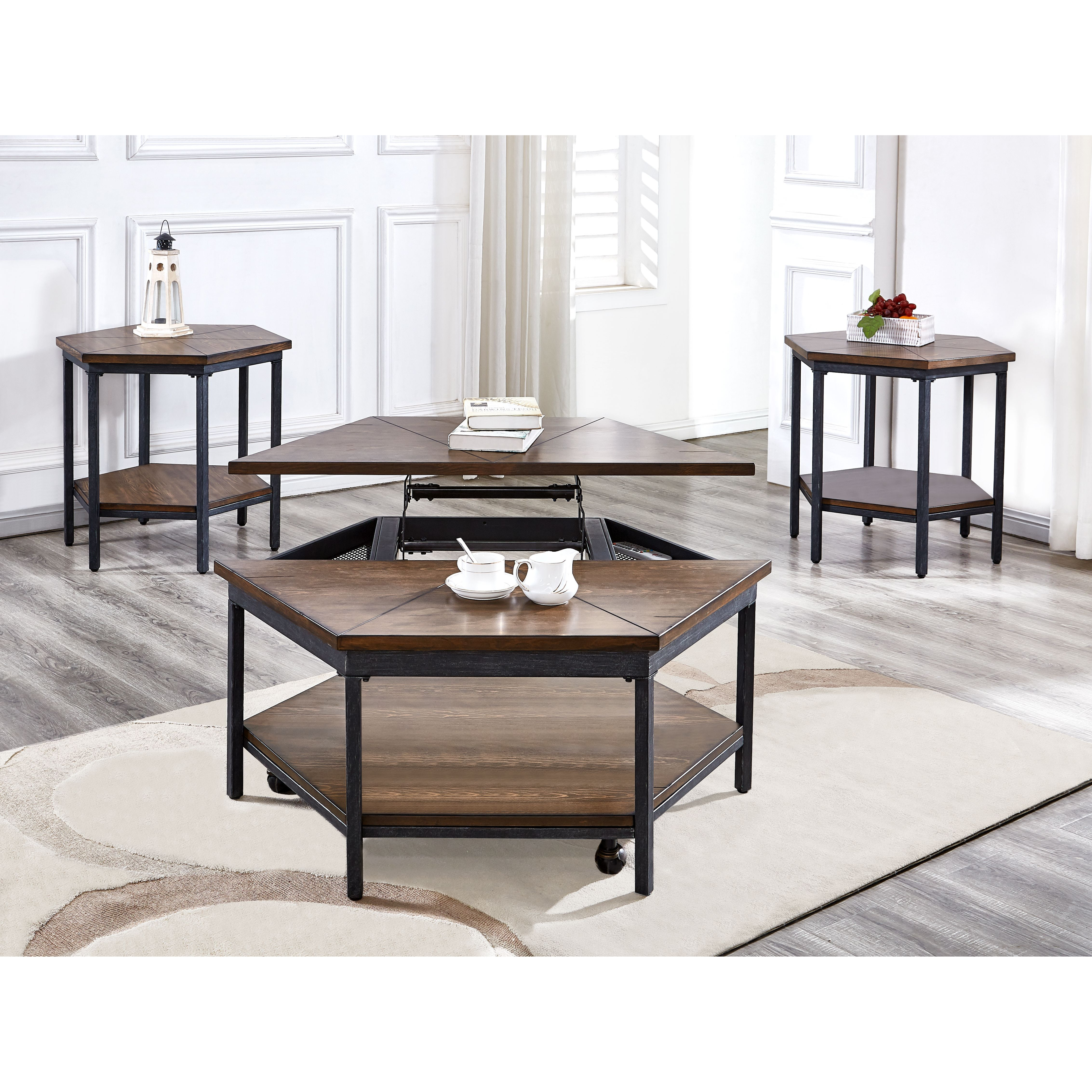 Ultimo - Hexagon Lift Top Cocktail Table - Brown