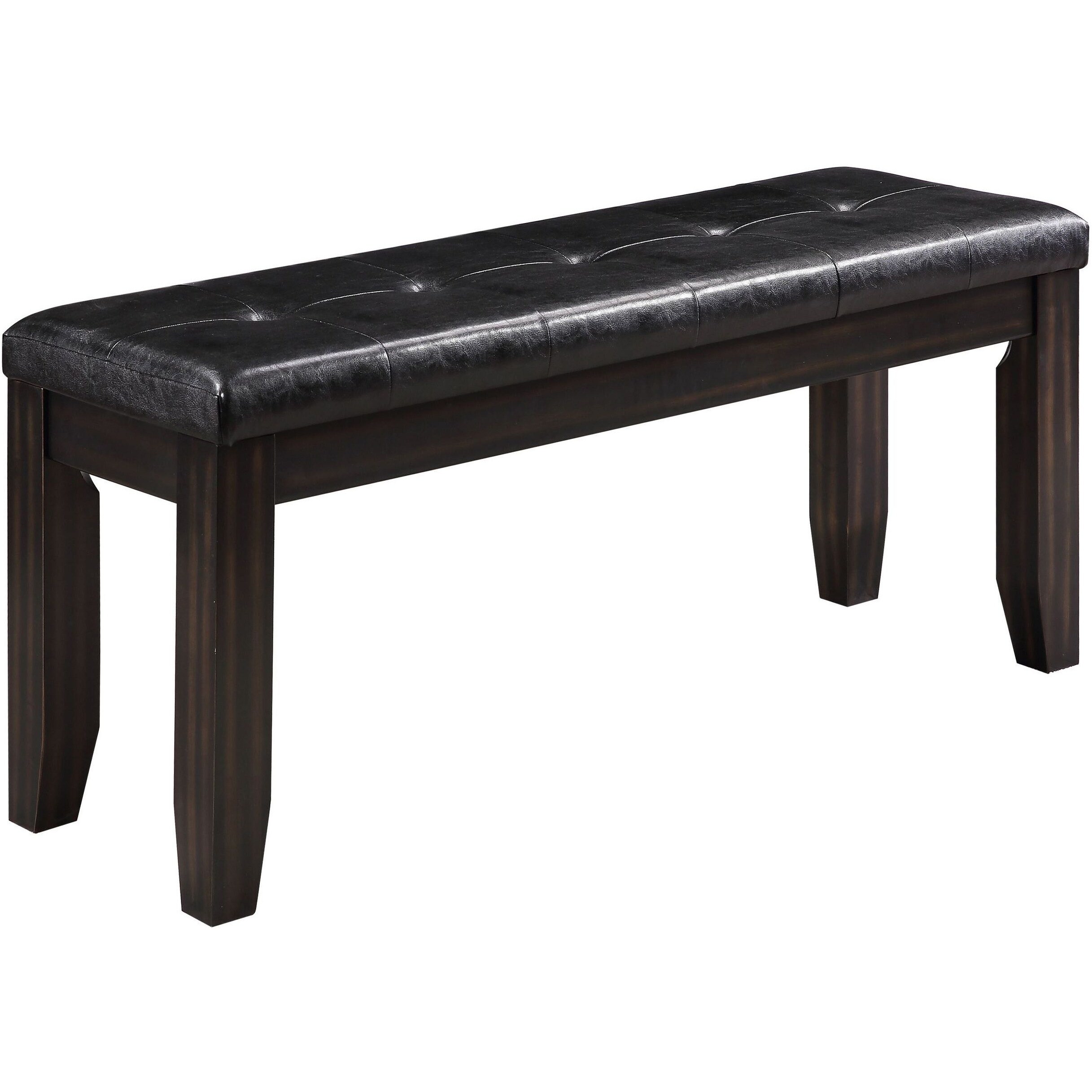 Black And Espresso Bench With Tufted Cushion