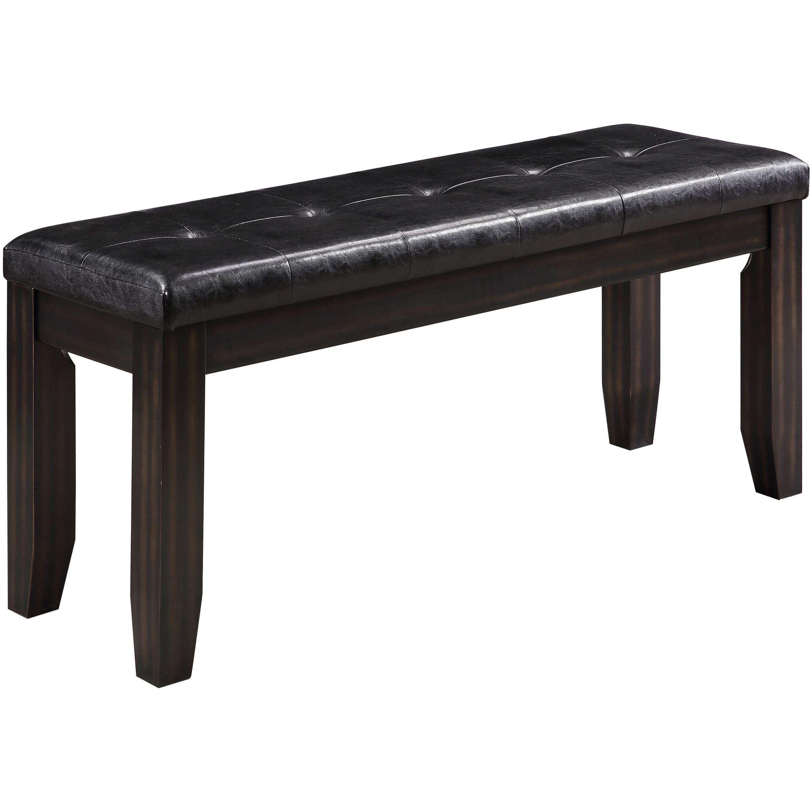 Black And Espresso Bench With Tufted Cushion