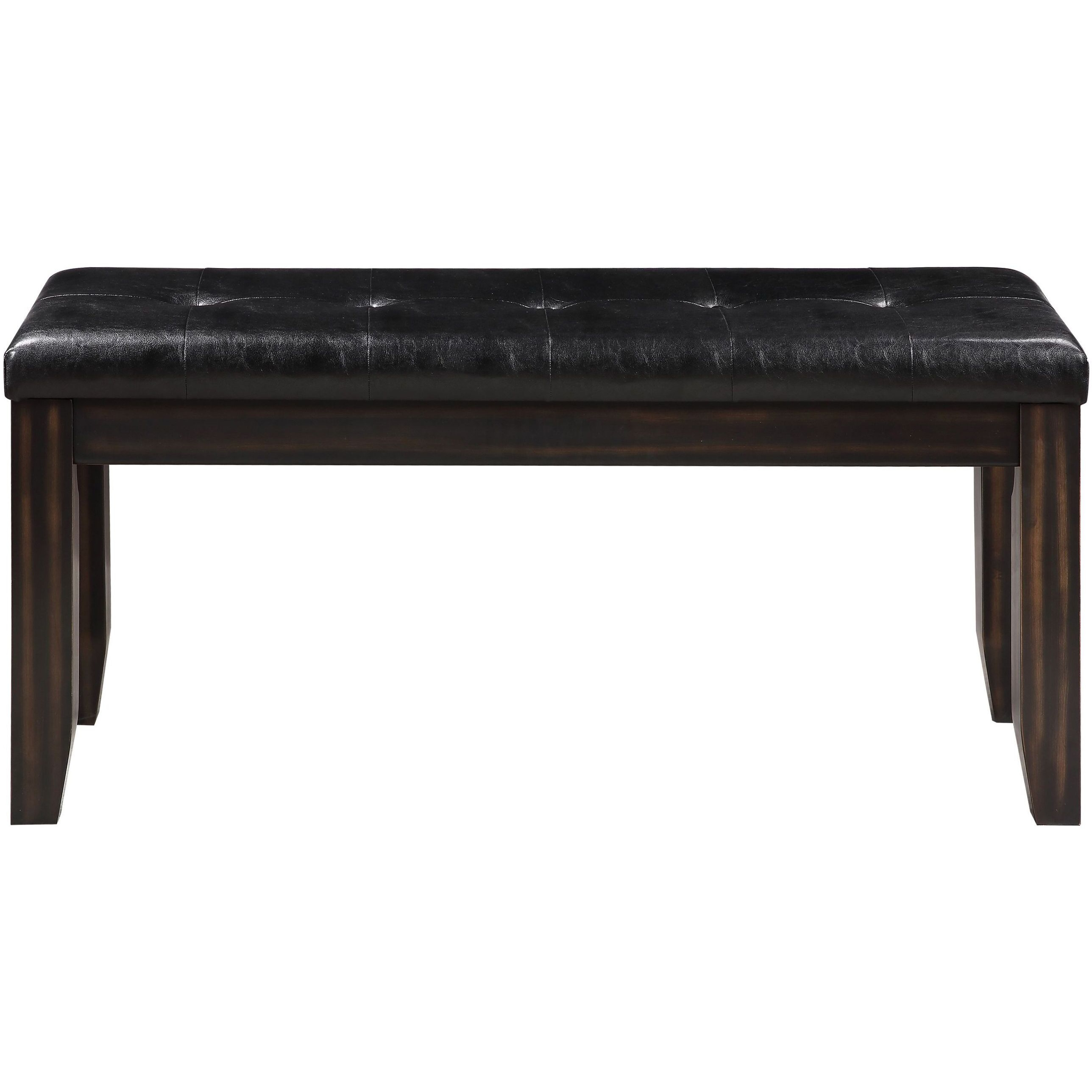 Black And Espresso Bench With Tufted Cushion