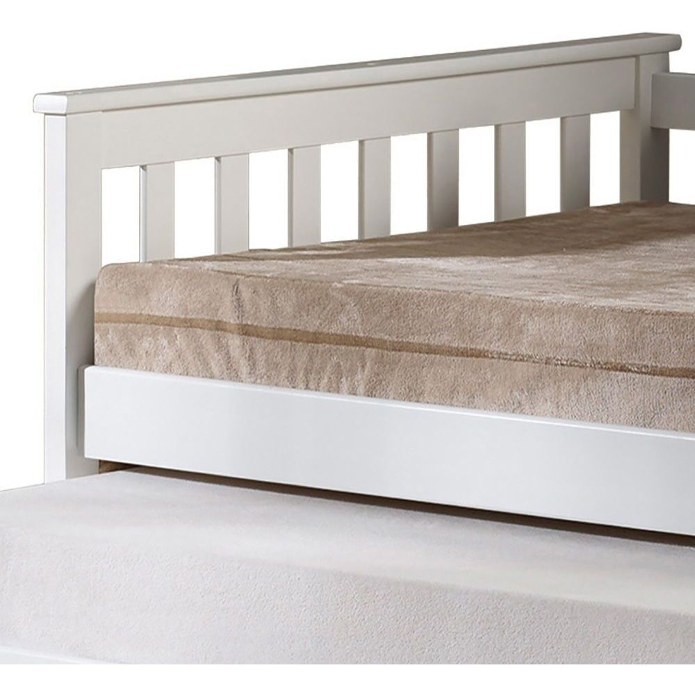 White Slatted Armrest Twin Daybed With Roll-Out Bed