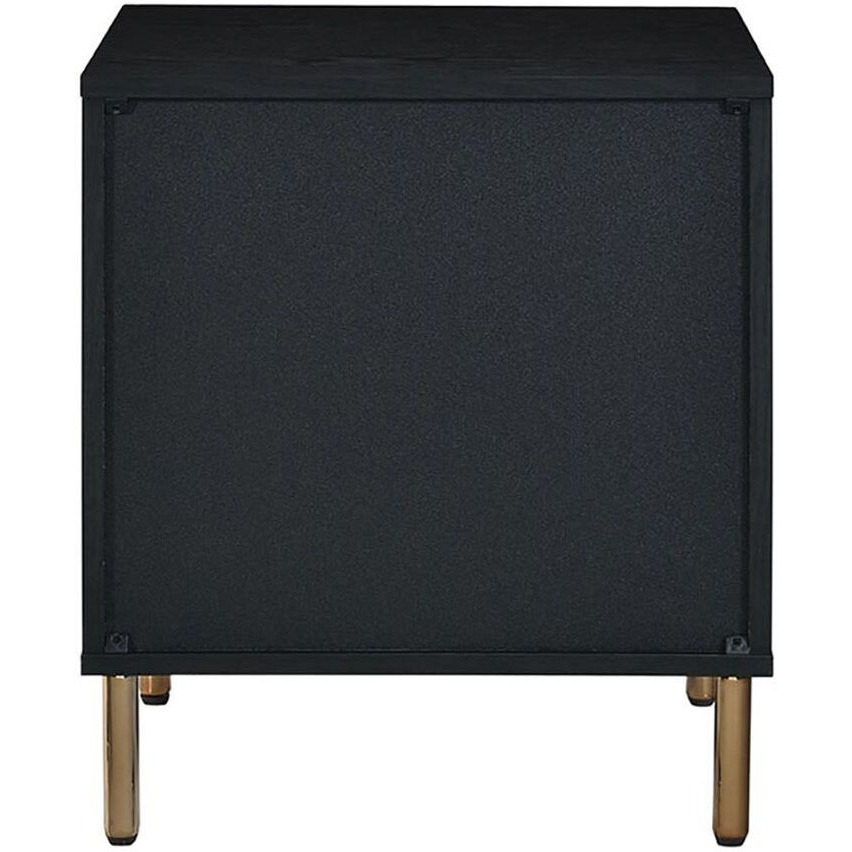 Black  Silver And Gold 3-Drawer Nightstand With Metal Leg