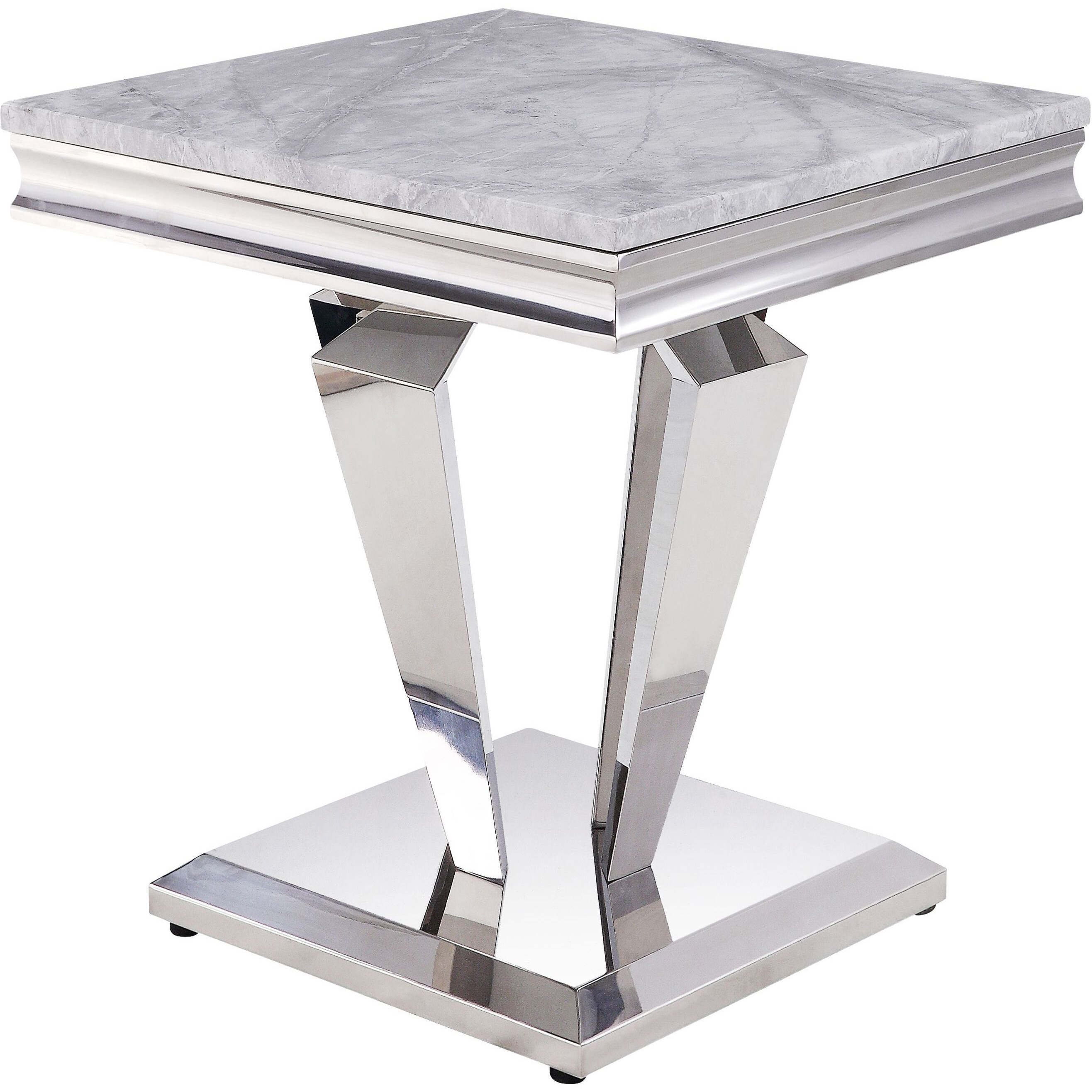 Light Grey And Silver End Table