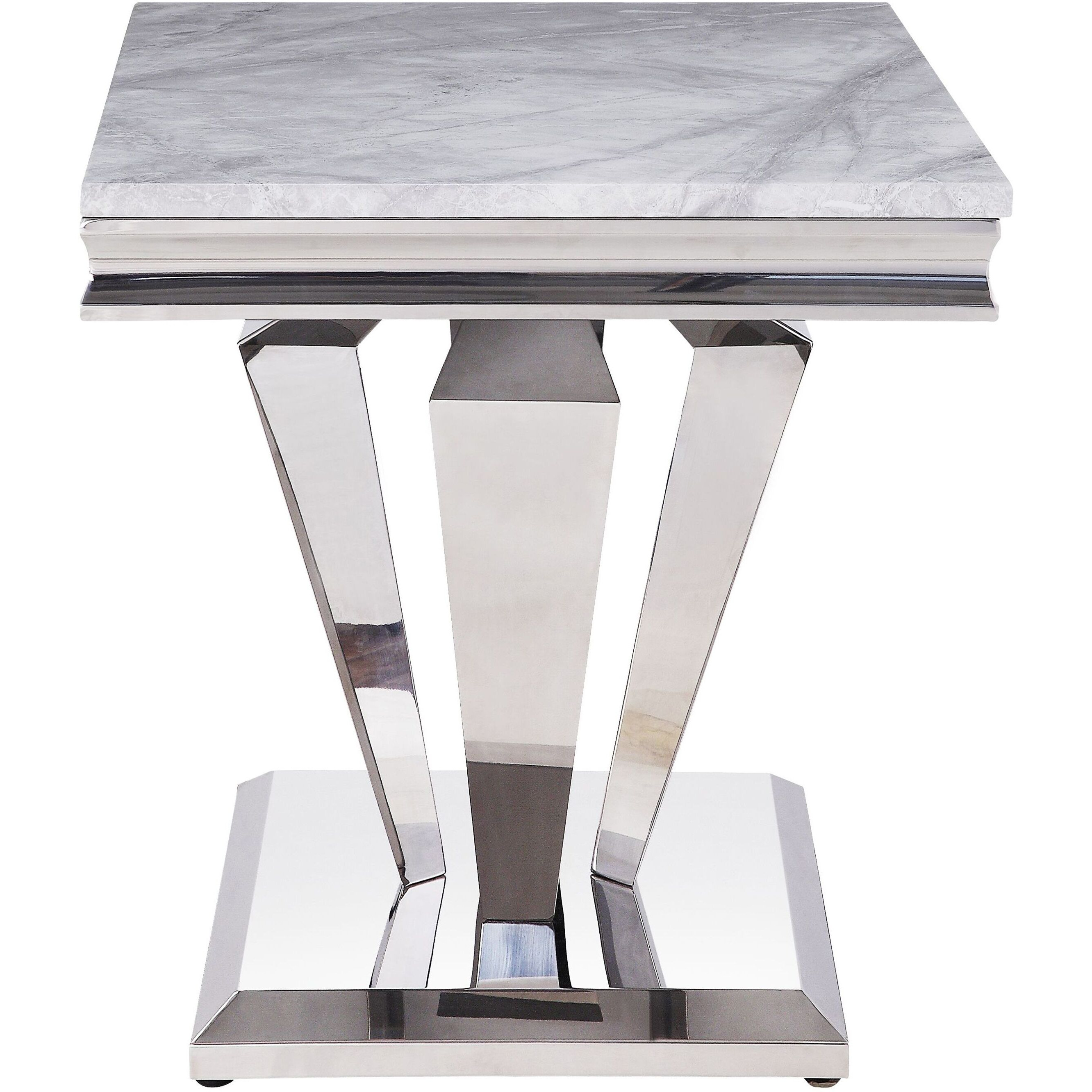 Light Grey And Silver End Table