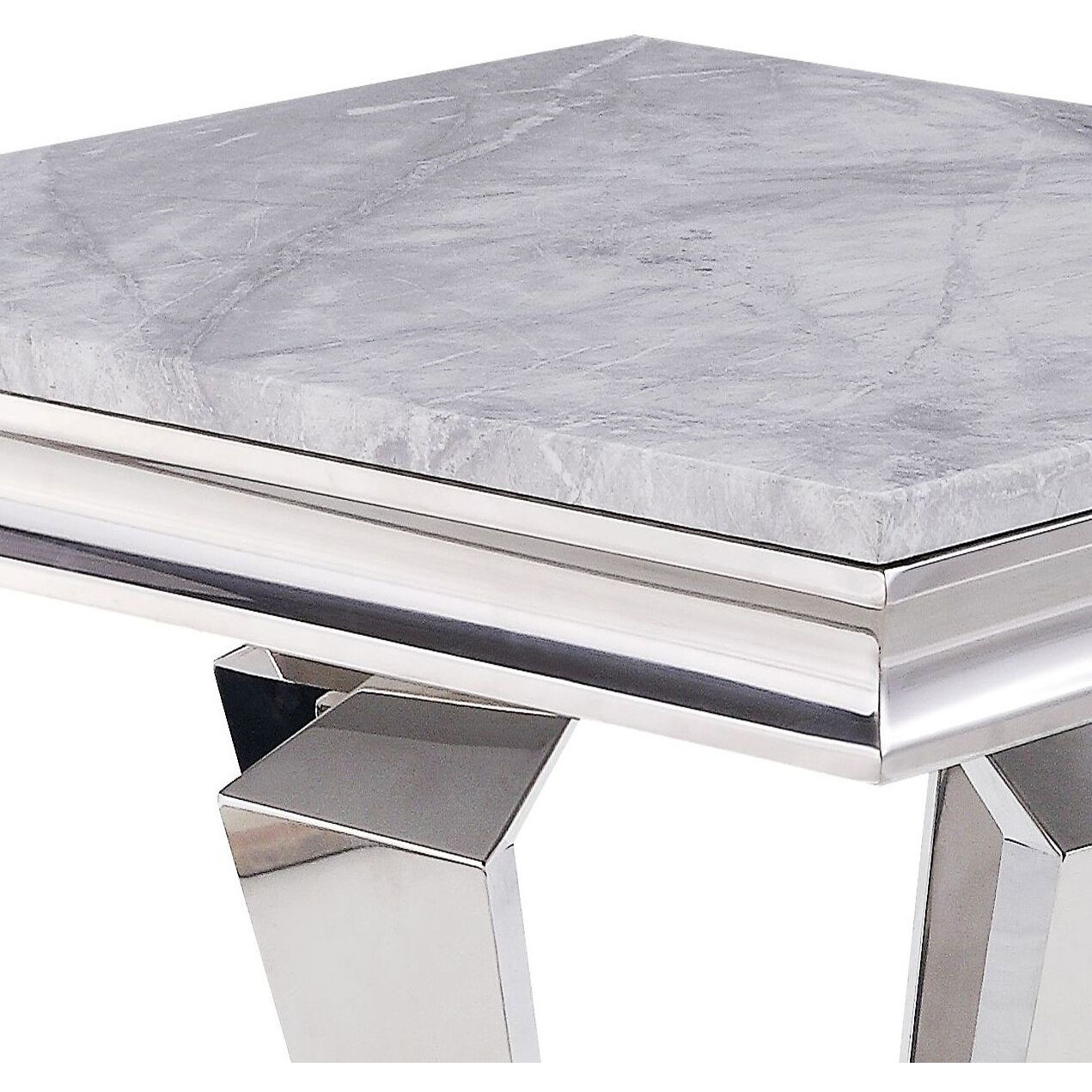 Light Grey And Silver End Table