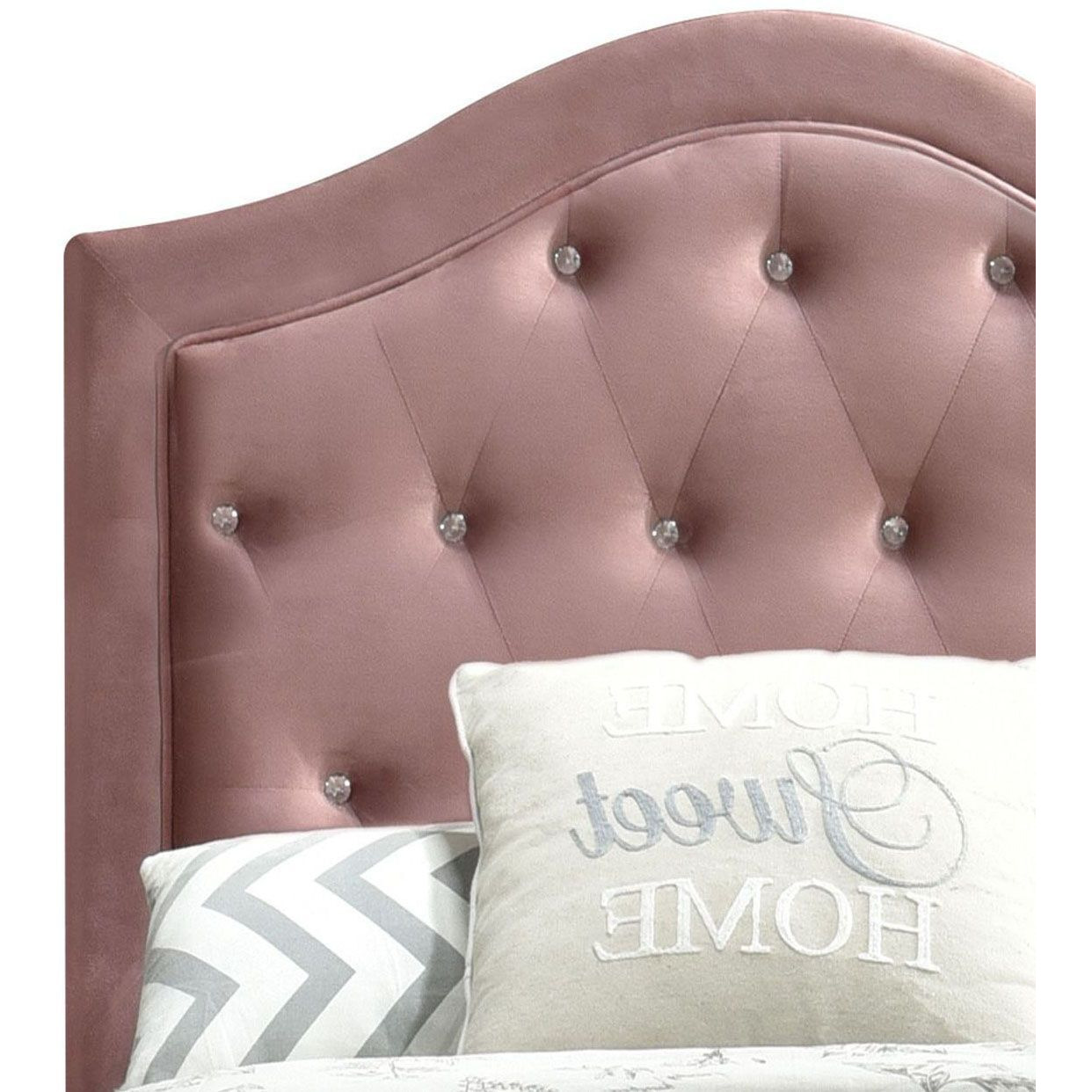 Pink Twin Tufted Headboard Upholstered Bed