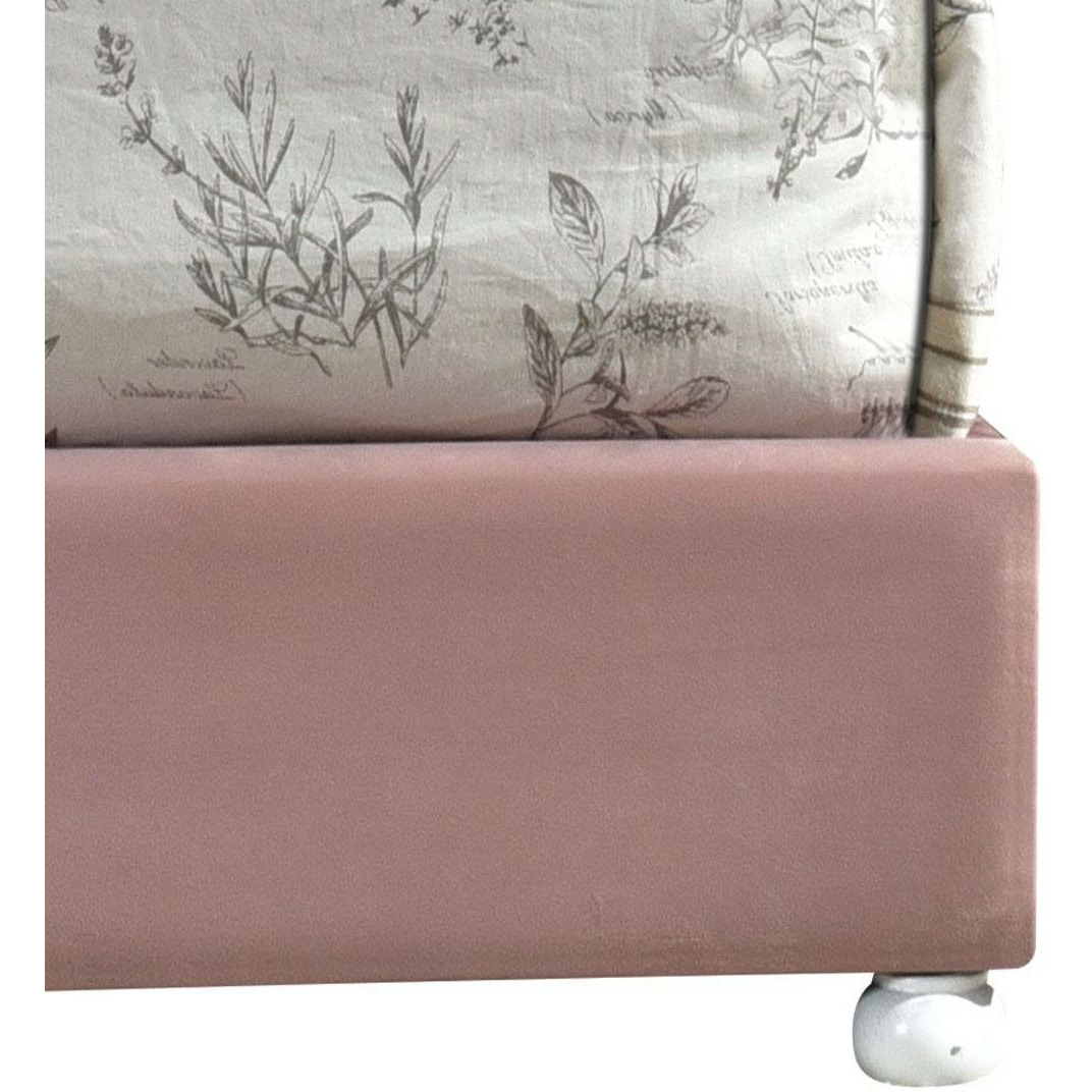 Pink Twin Tufted Headboard Upholstered Bed