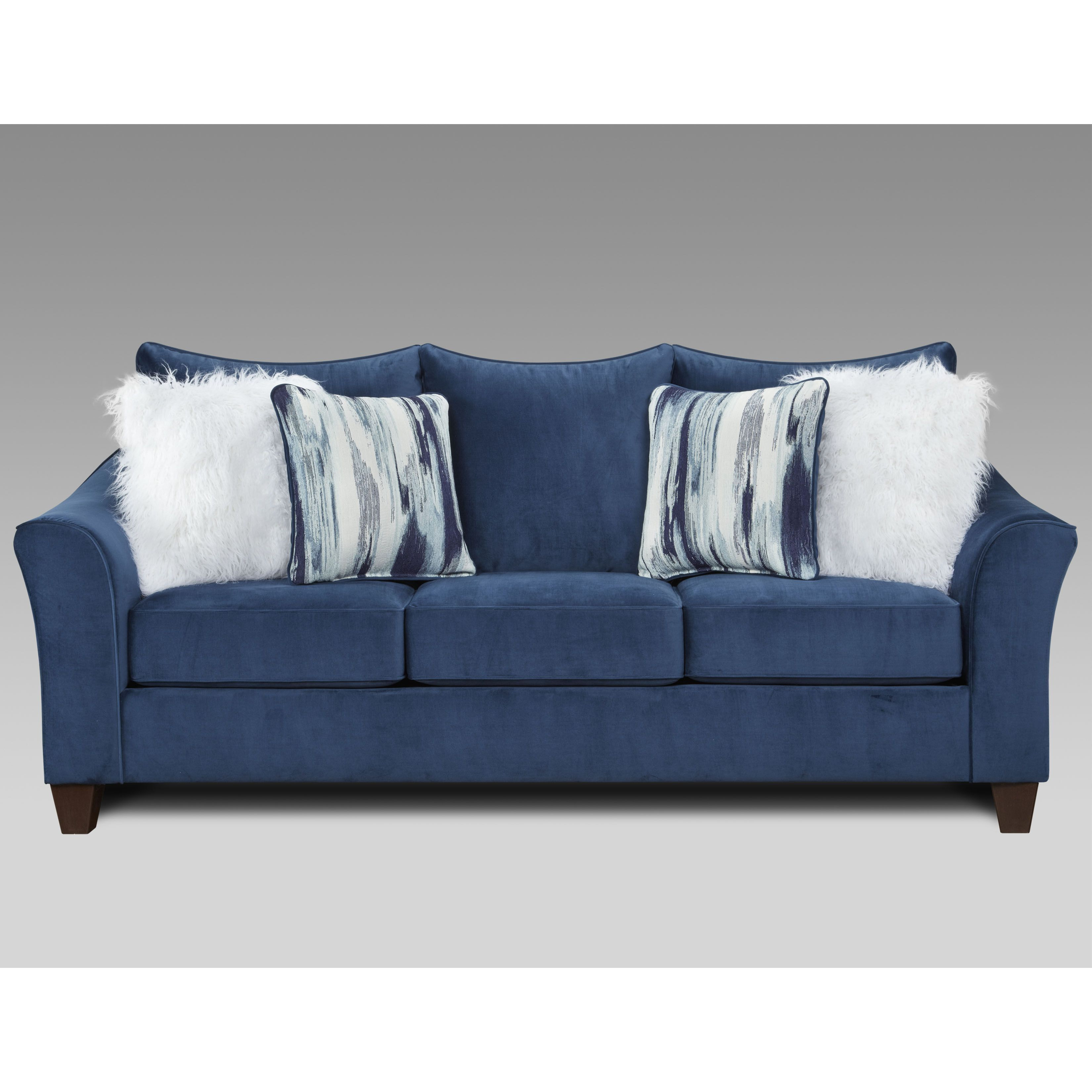 Camero Fabric Pillowback 3-Piece Sofa Set  Navy Blue