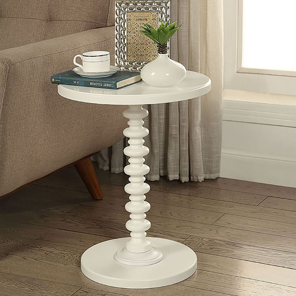 White Round Wooden Side Table