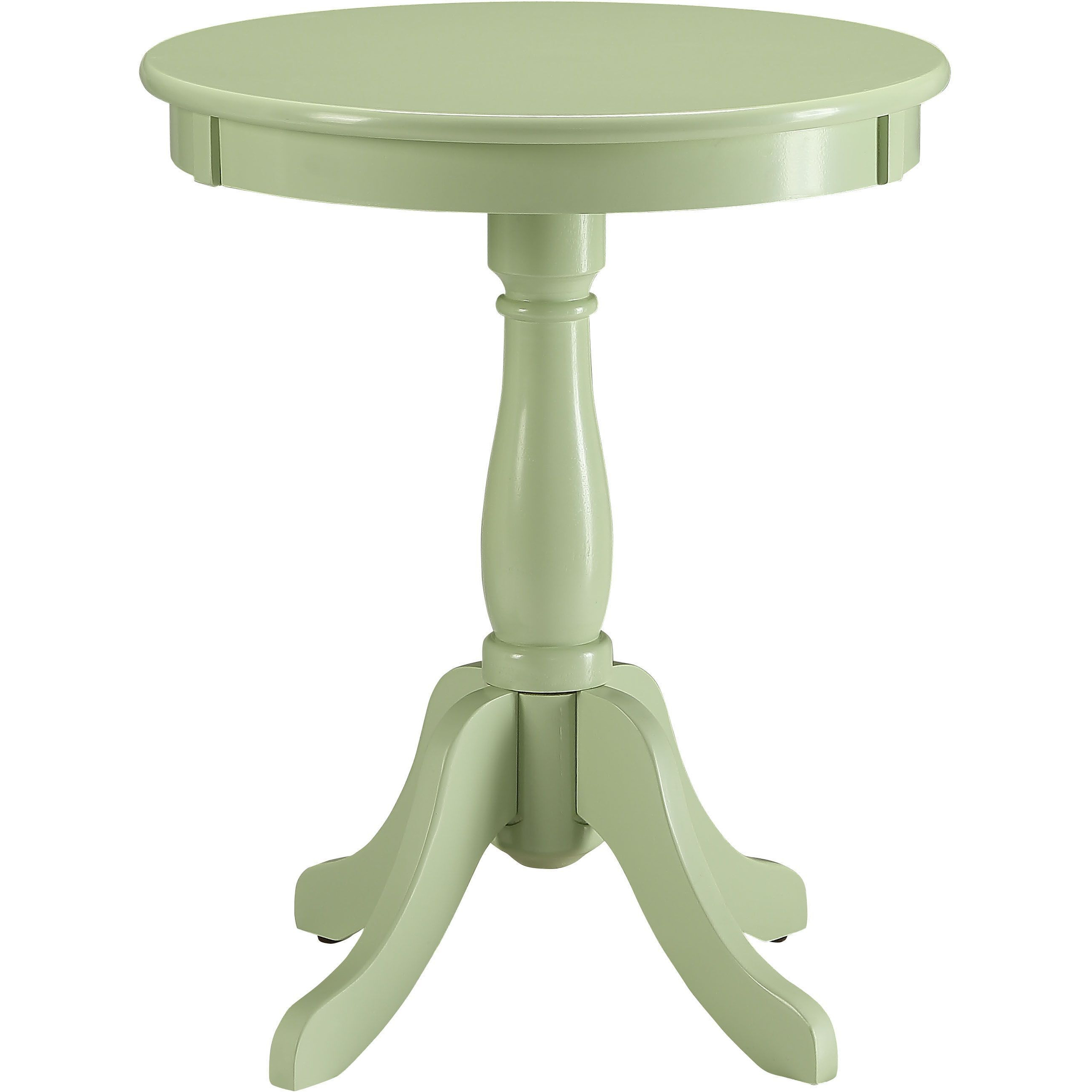 Light Green Side Table With Turned Pedestal