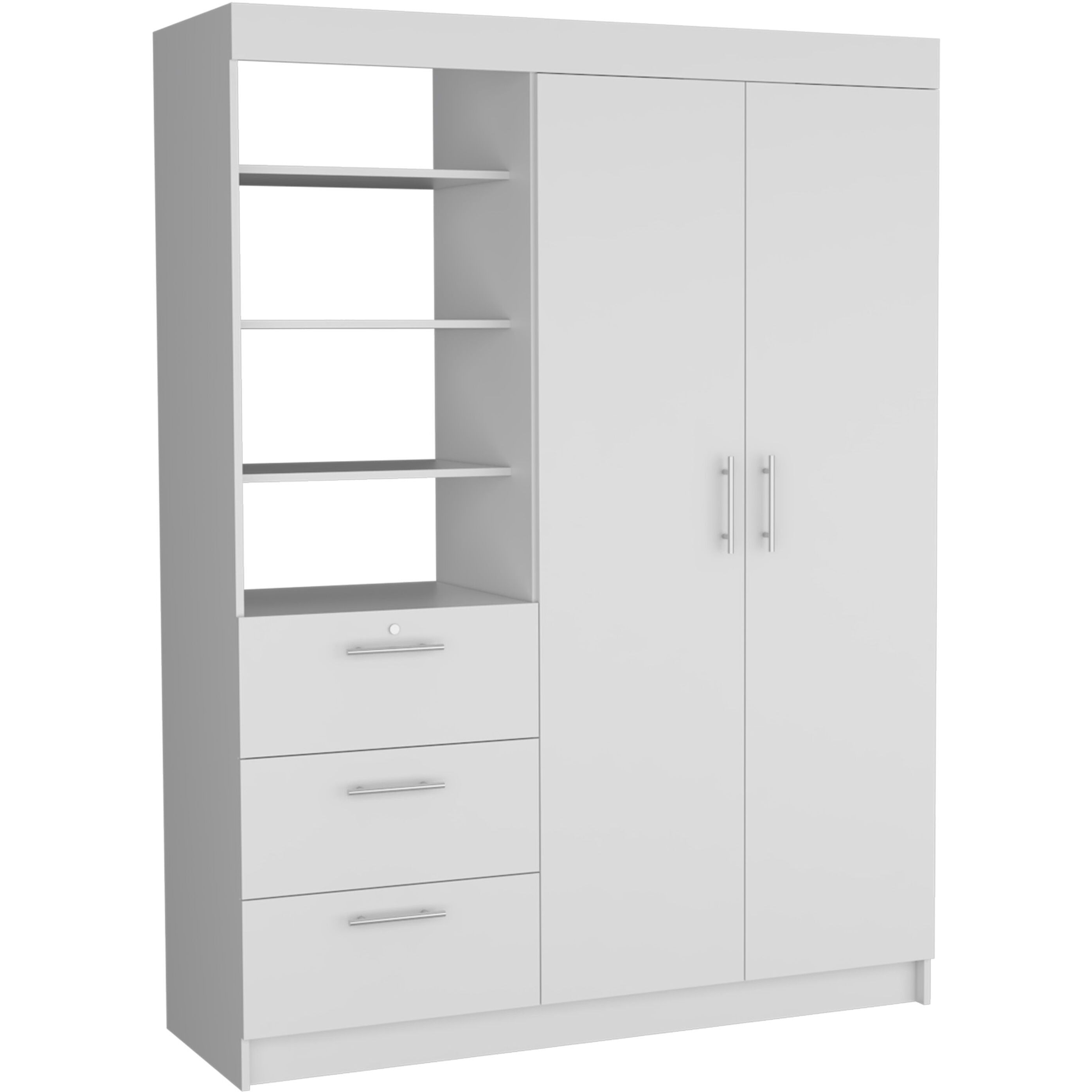 Karval 2 Piece Bedroom Set  Armoire + Nightstand  White