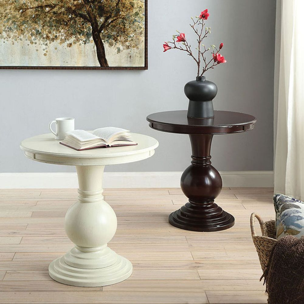 Espresso Accent Table With Pedestal Base