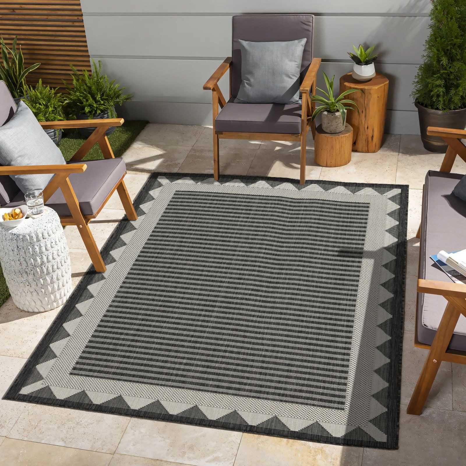 Sunshine Gc_Har2014 Anthracite 5 Ft. 3 In. X 7 Ft. 3 In. Indoor/Outdoor Area Rug