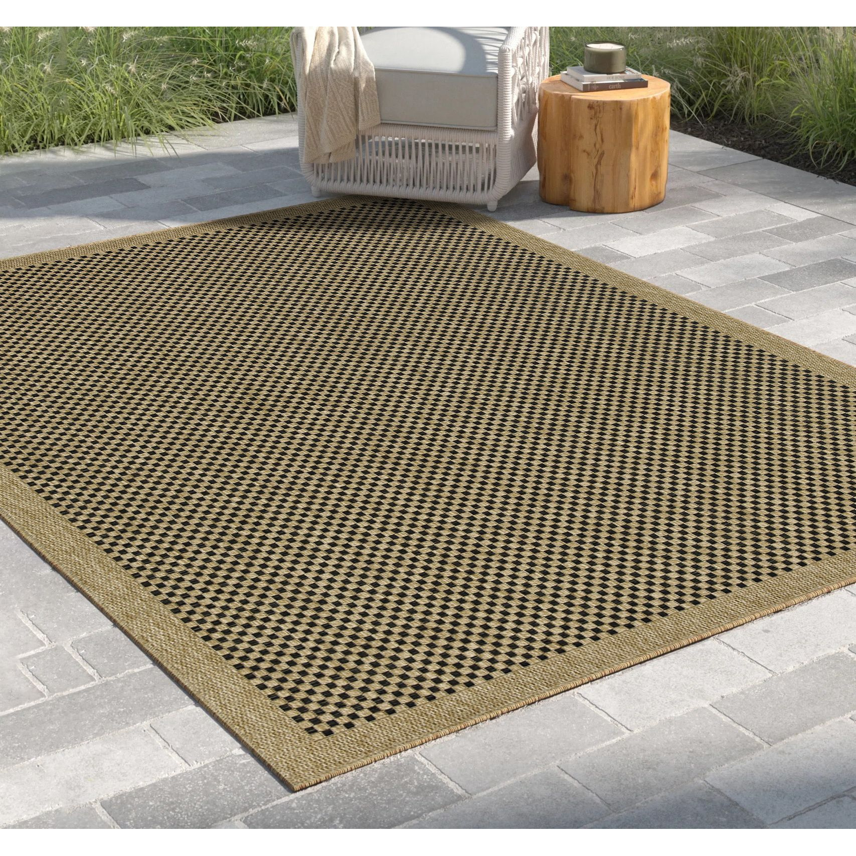 Earth Gc_Ntl1003 Jute/Black 7 Ft. 10 In. X 10 Ft. 3 In. Indoor/Outdoor Area Rug