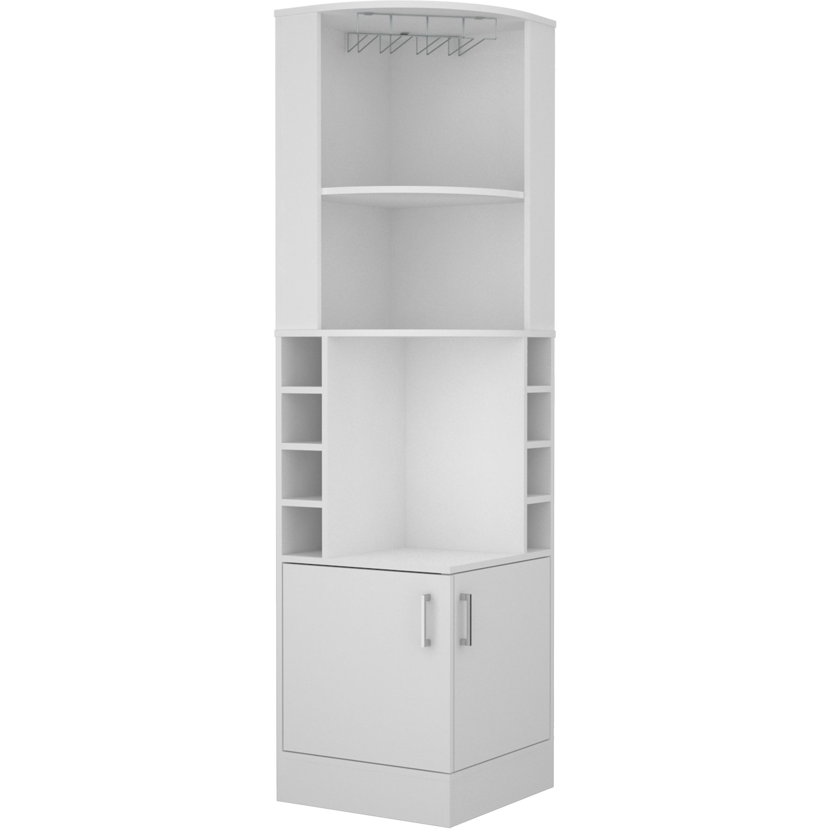 White 8-Bottle 2-Shelf Bar Cabinet