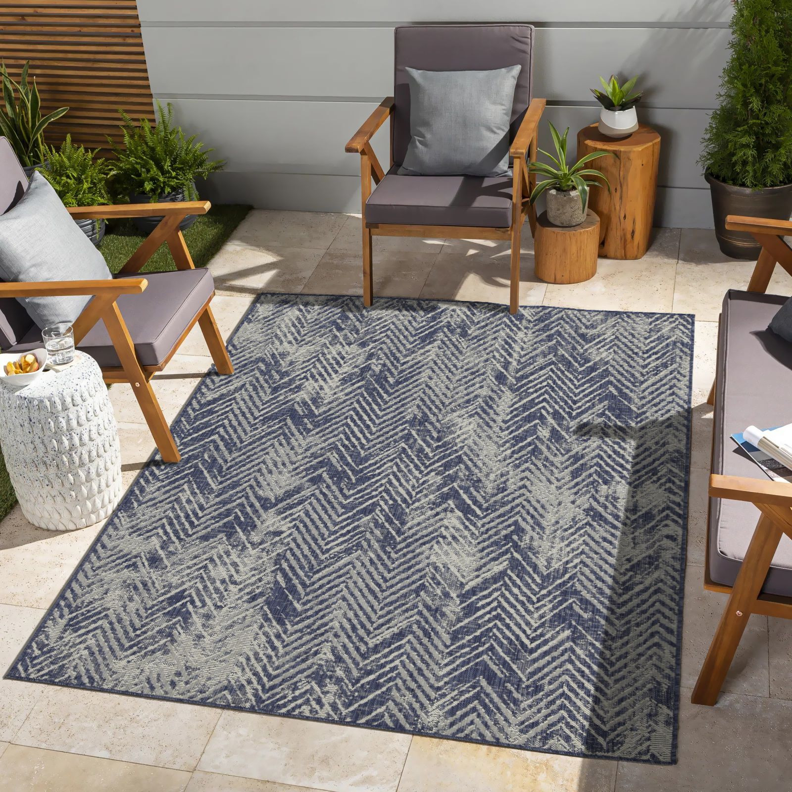 Sunshine Gc_Har2010 Blue 7 Ft. 10 In. X 10 Ft. 3 In. Indoor/Outdoor Area Rug