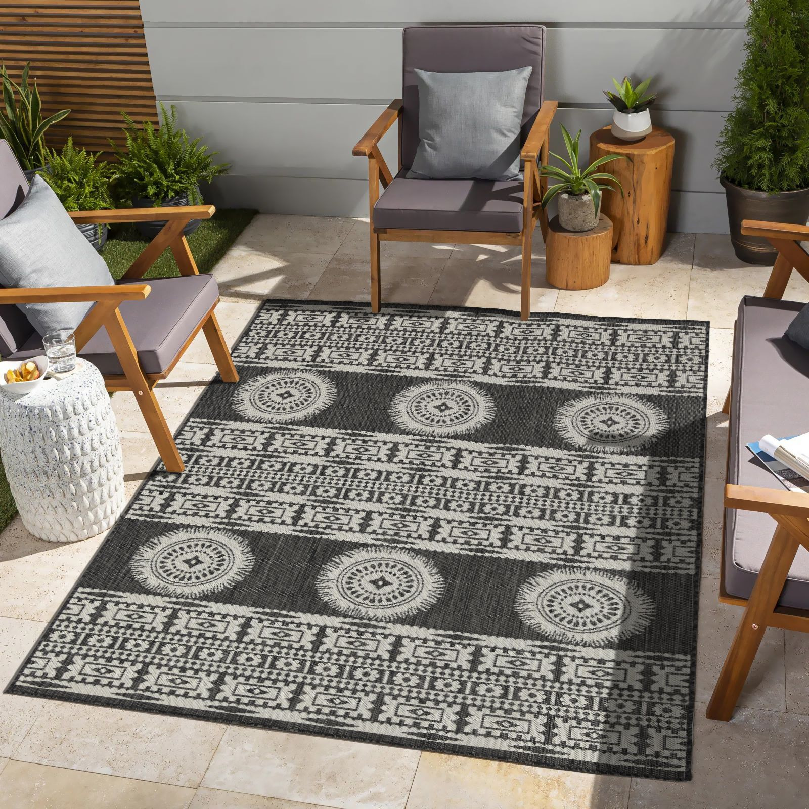 Sunshine Gc_Har2023 Anthracite 7 Ft. 10 In. X 10 Ft. 3 In. Indoor/Outdoor Area Rug