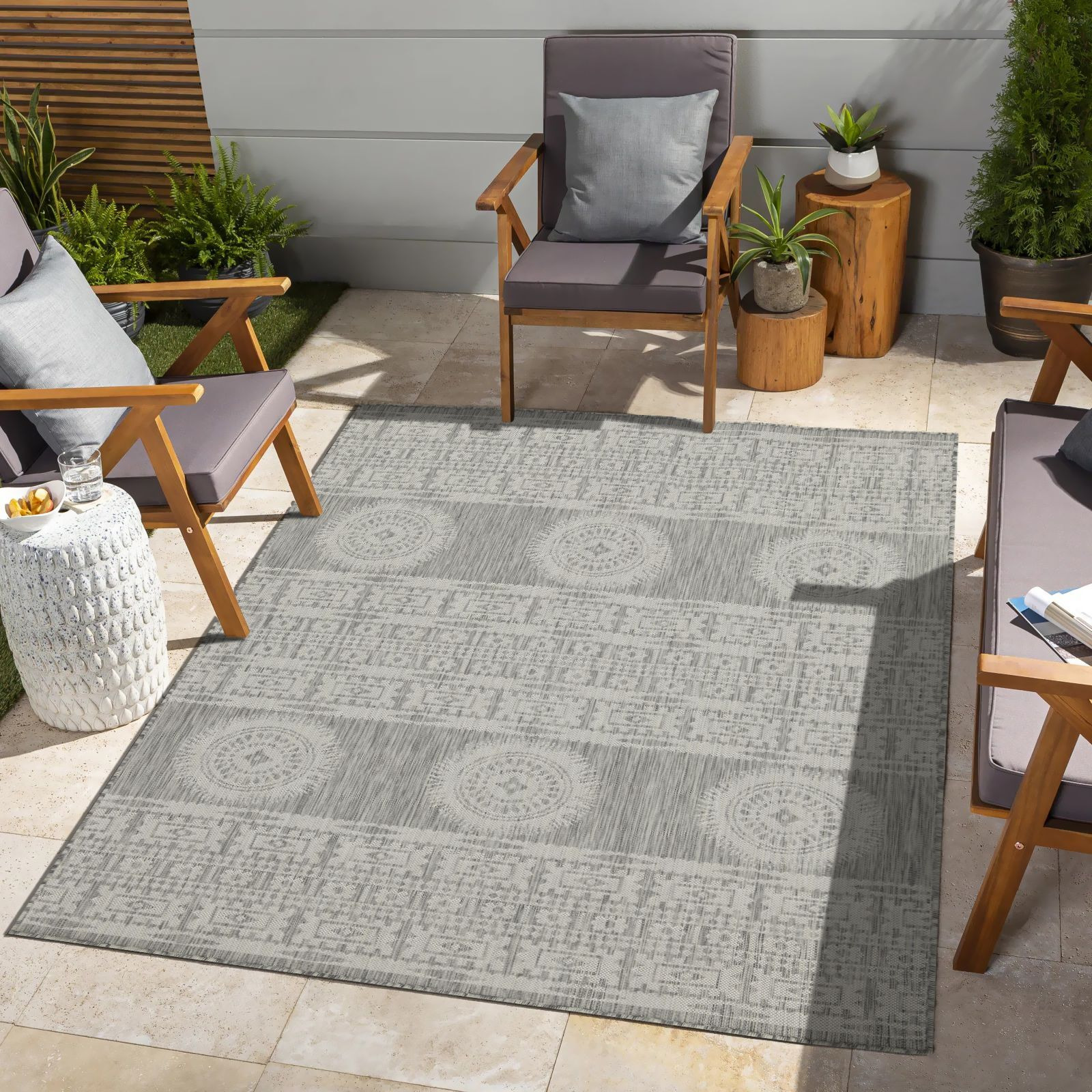 Sunshine Gc_Har2024 Silver 7 Ft. 10 In. X 10 Ft. 3 In. Indoor/Outdoor Area Rug