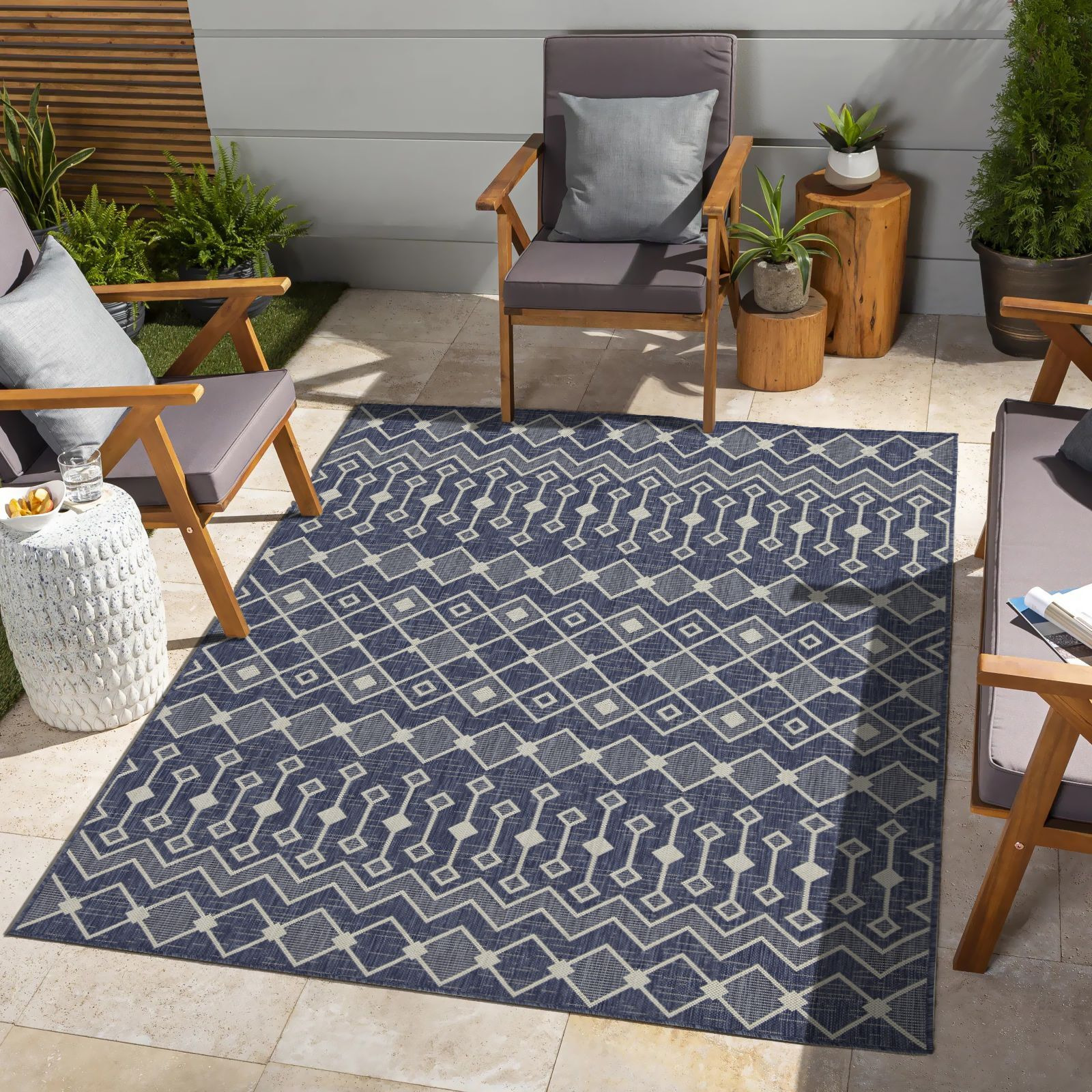 Sunshine Gc_Har2019 Blue 7 Ft. 10 In. X 10 Ft. 3 In. Indoor/Outdoor Area Rug