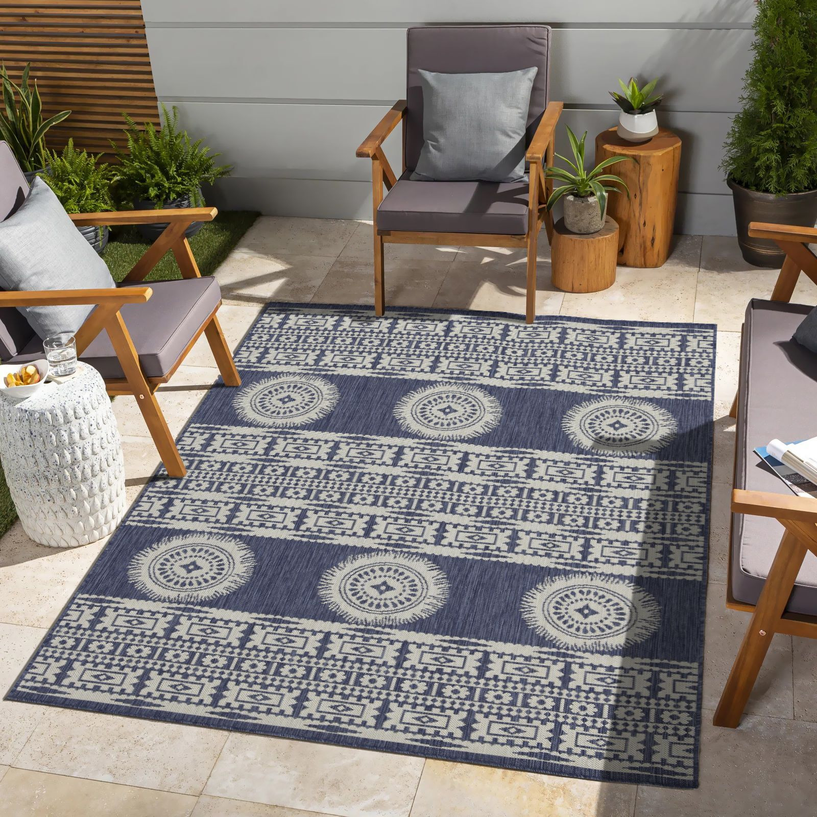 Sunshine Gc_Har2022 Blue 7 Ft. 10 In. X 10 Ft. 3 In. Indoor/Outdoor Area Rug