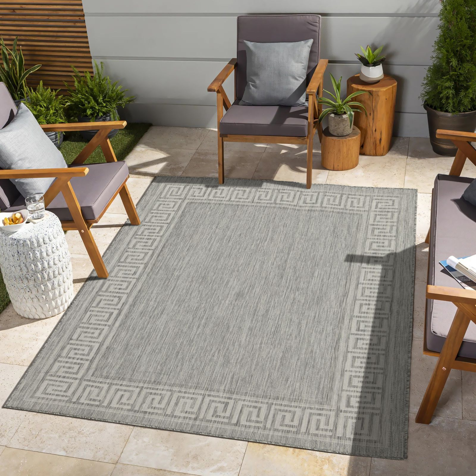 Sunshine Gc_Har2003 Silver 7 Ft. 10 In. X 10 Ft. 3 In. Indoor/Outdoor Area Rug