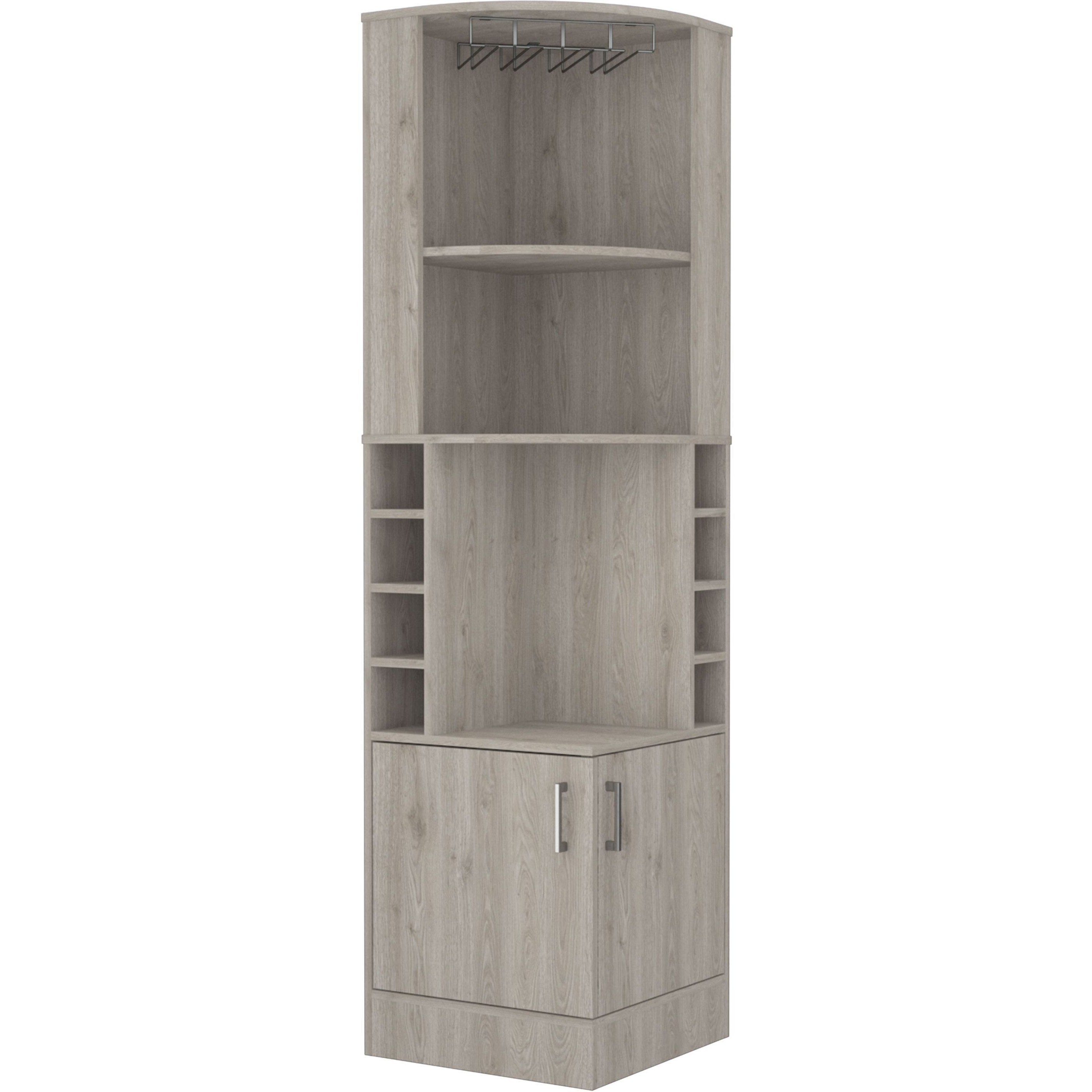 Light Gray 8-Bottle 2-Shelf Bar Cabinet