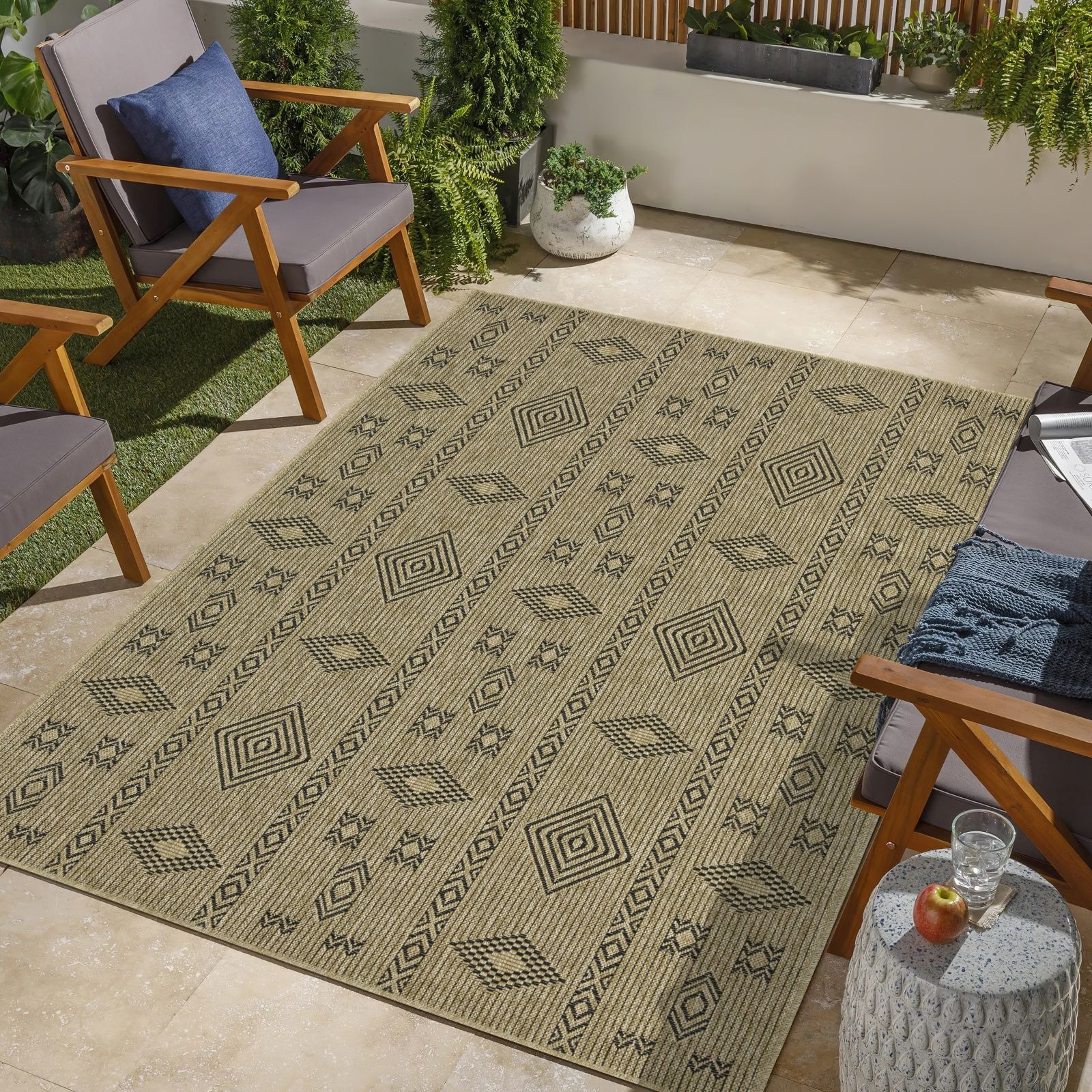 Earth Gc_Ntl1001 Jute/Black 7 Ft. 10 In. X 10 Ft. 3 In. Indoor/Outdoor Area Rug