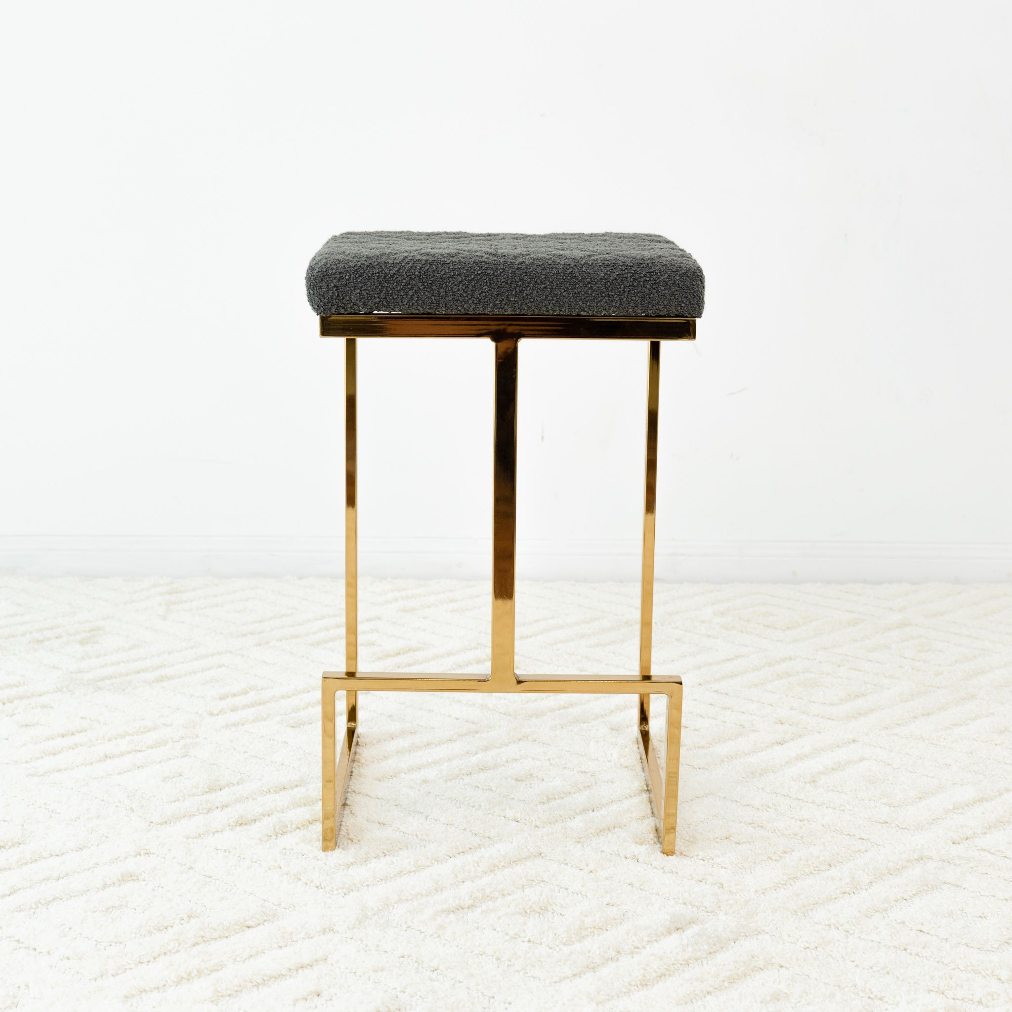 Joel Mid Century Modern Luxury Upholstered Stool