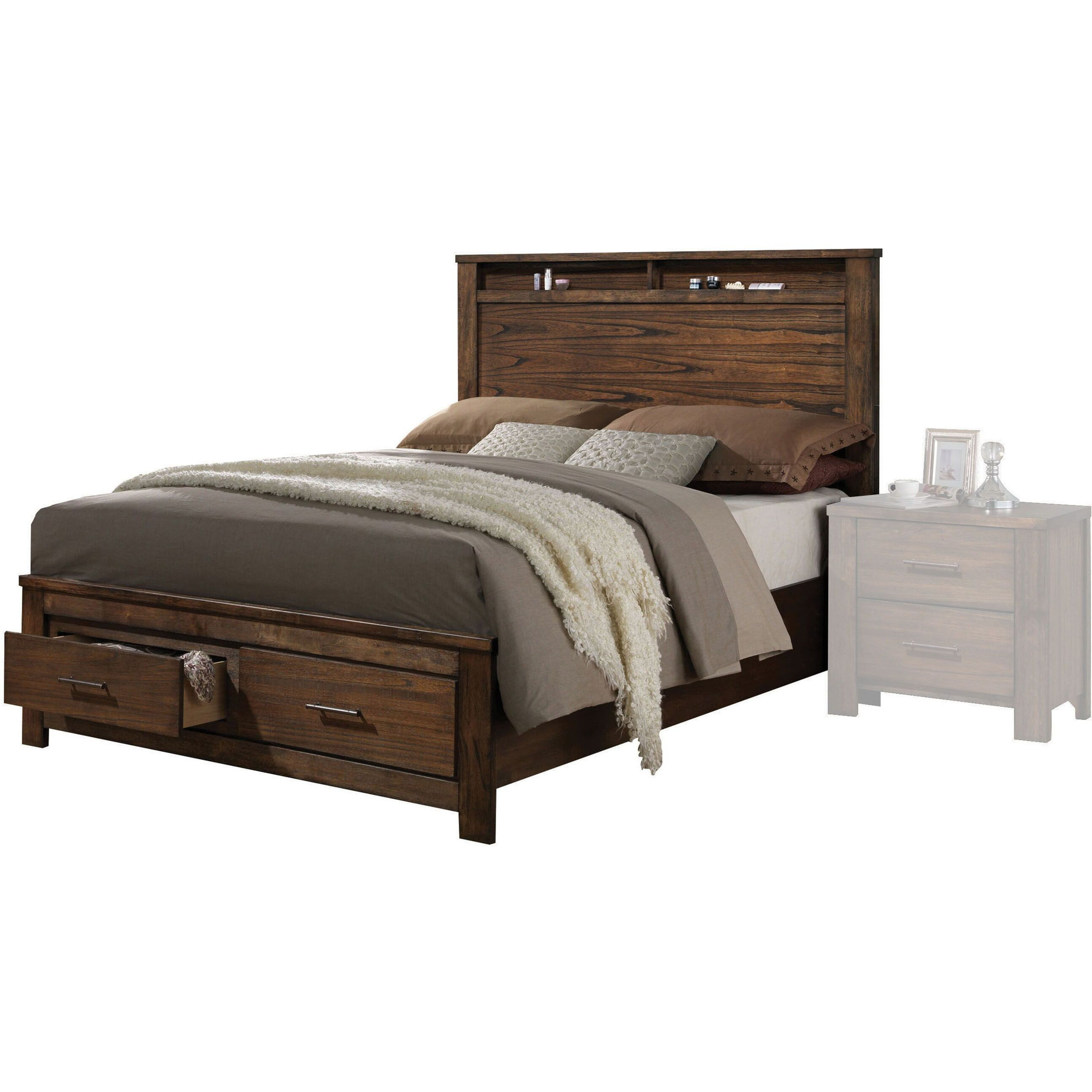 Oak Queen Bed With Storage