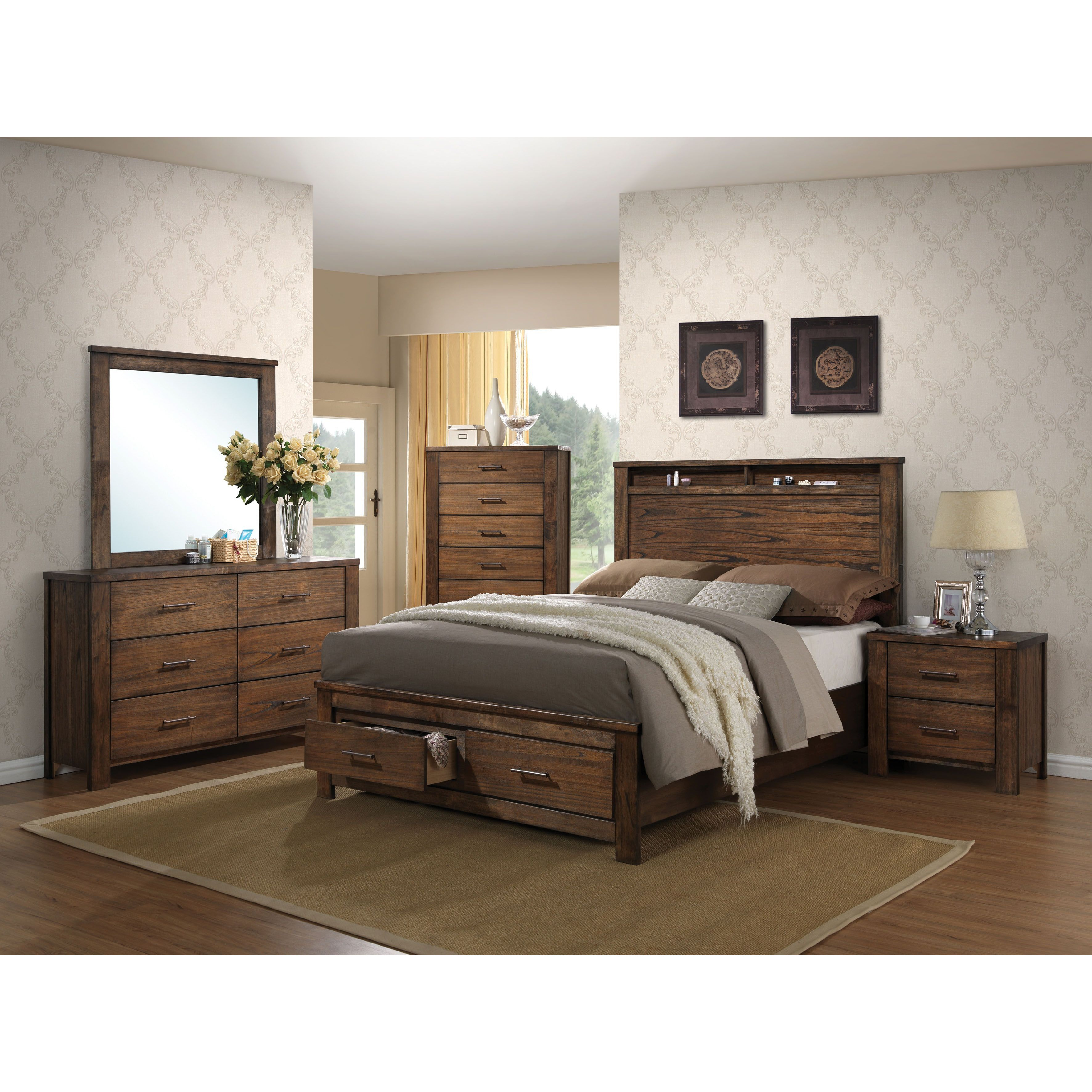 Oak Queen Bed With Storage