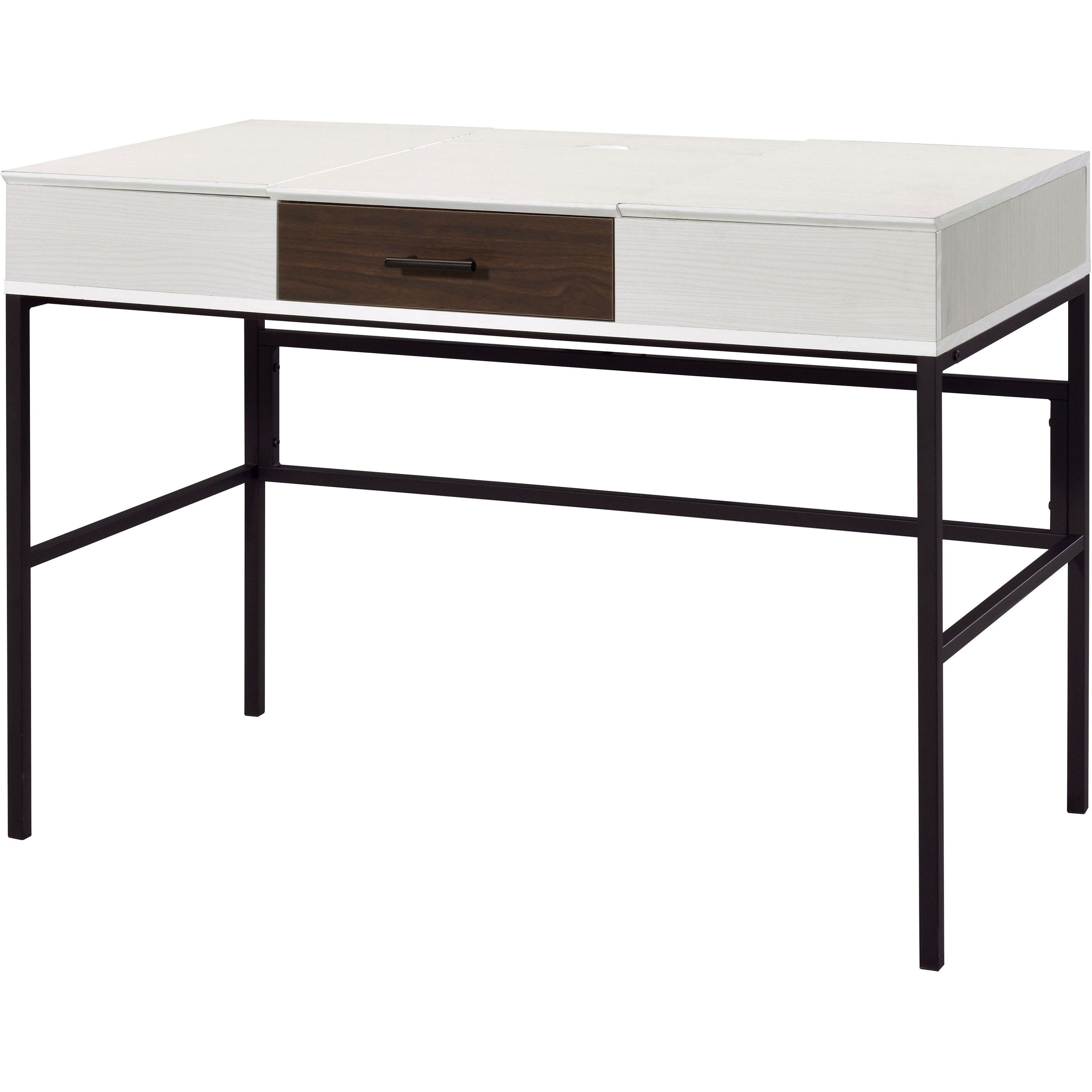 Natural And Black Writing Desk With Usb Port