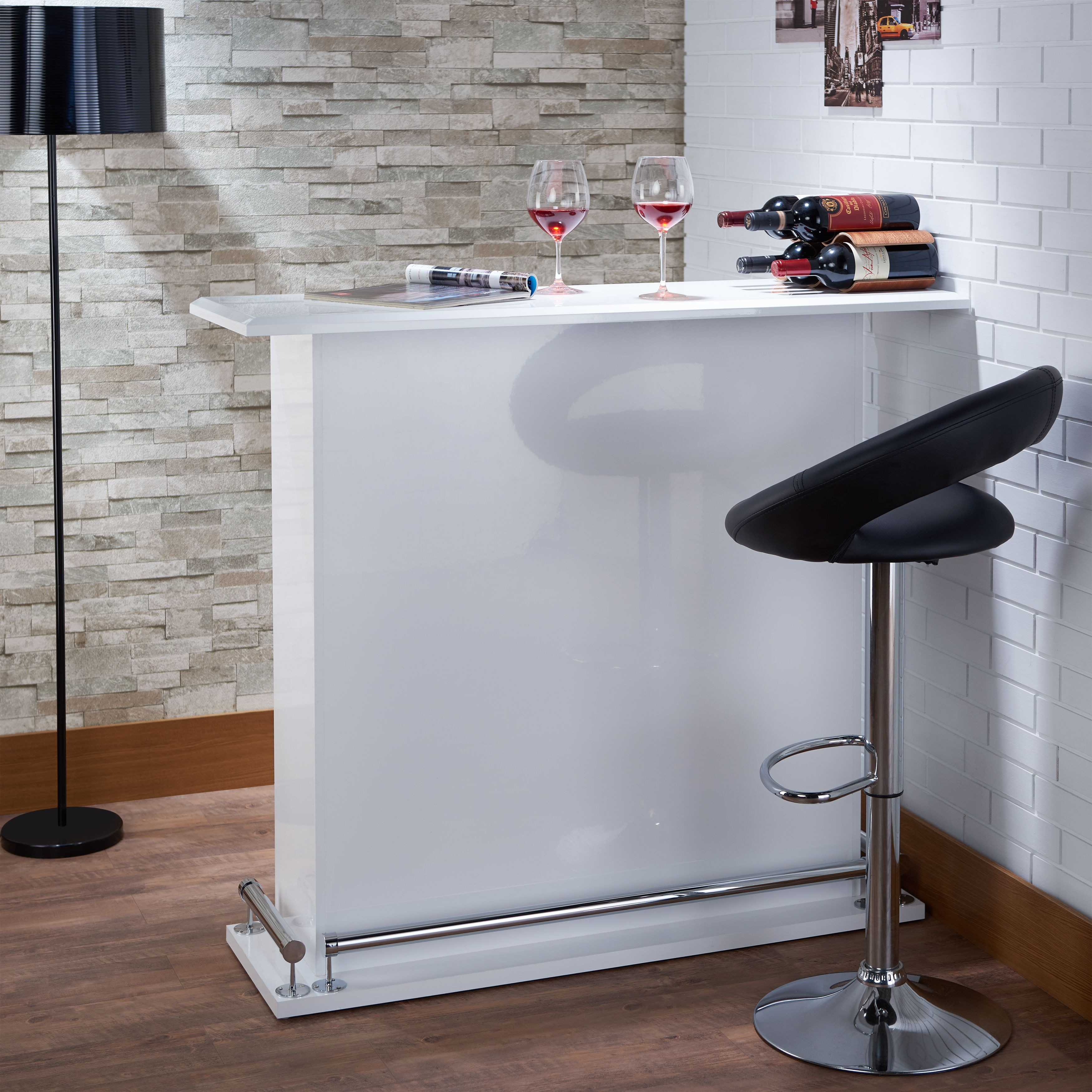 White High Gloss 6-Shelf Bar Table