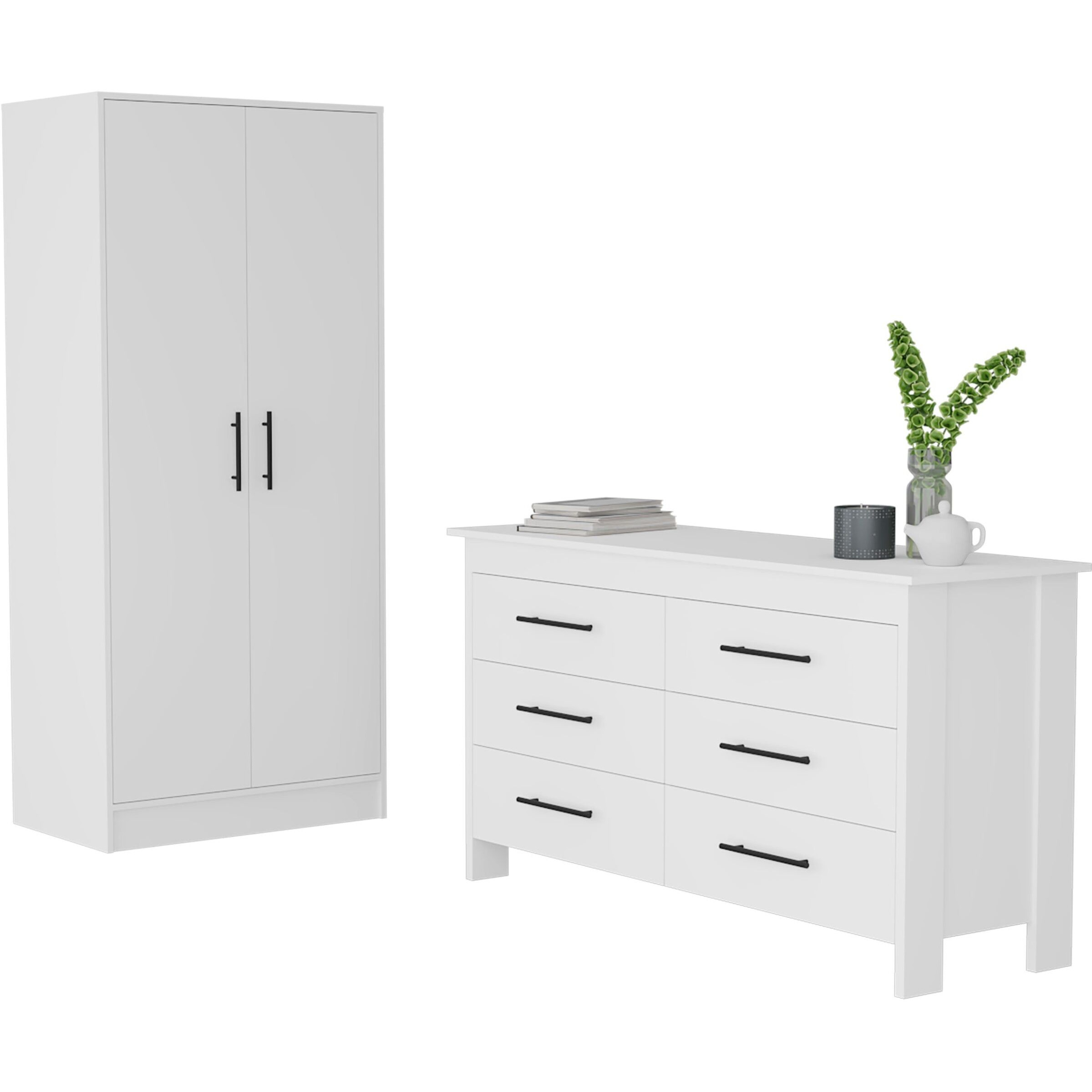 Canaan 2-Piece Bedroom Set  Armoire + Dresser  White