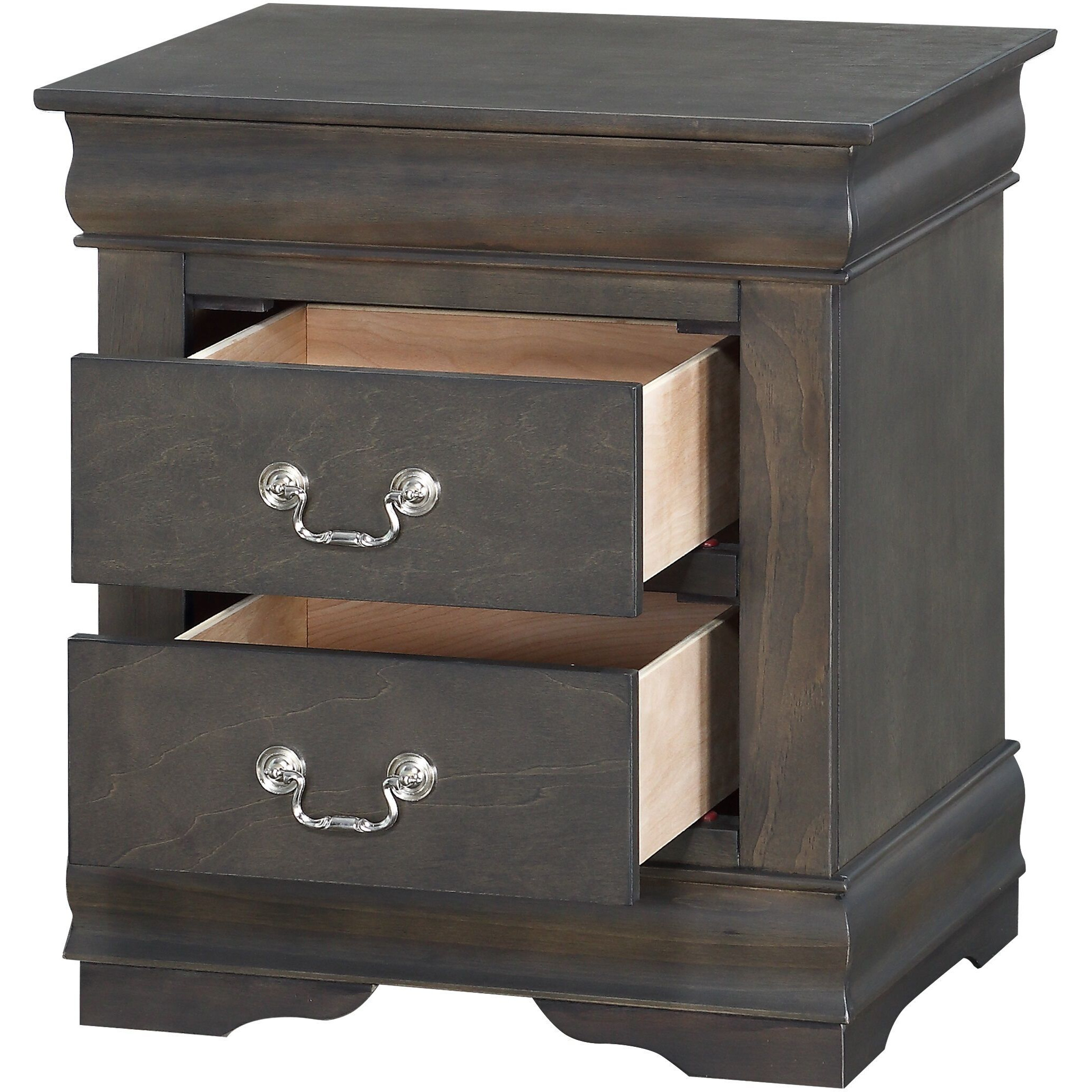 Dark Grey 2-Drawer Nightstand