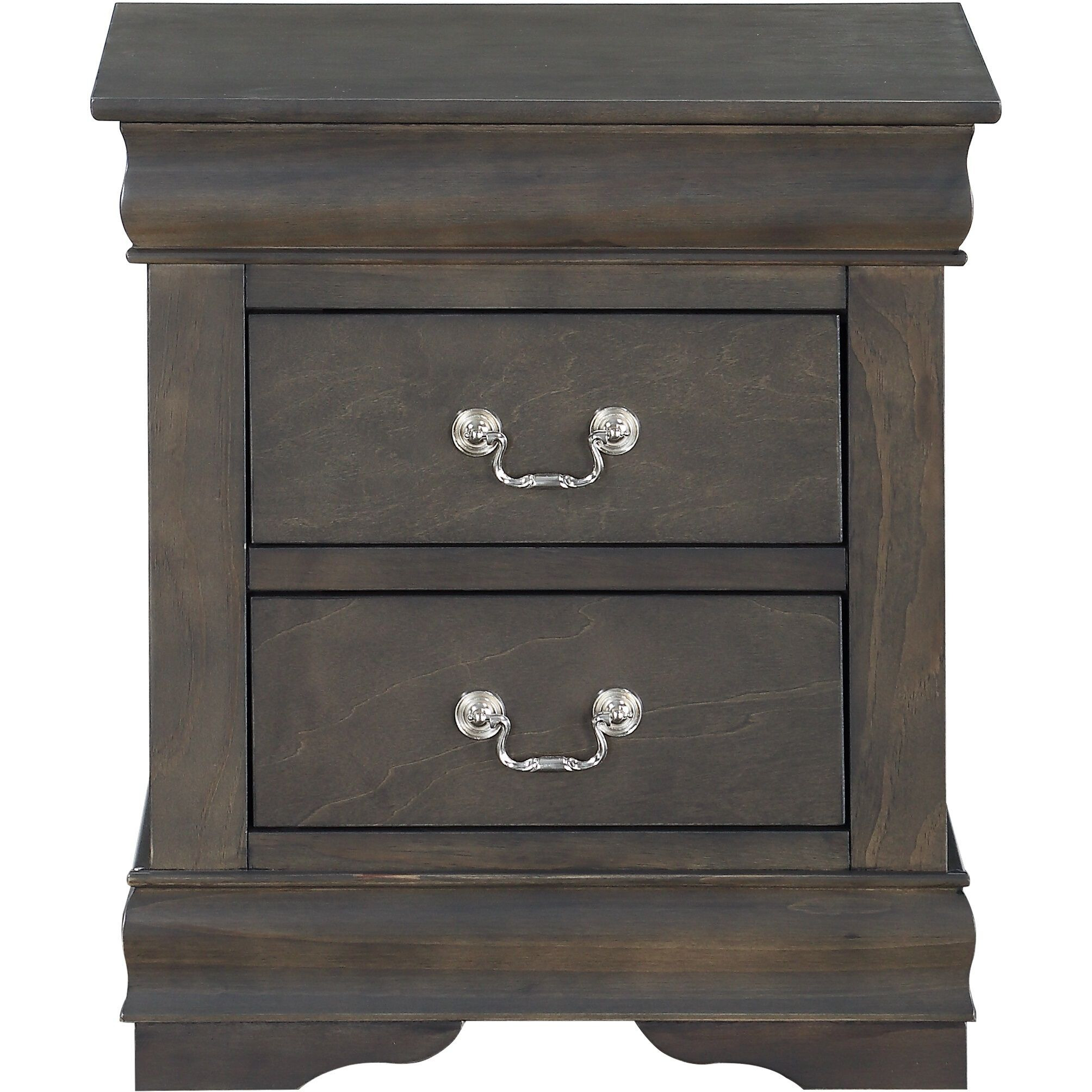 Dark Grey 2-Drawer Nightstand