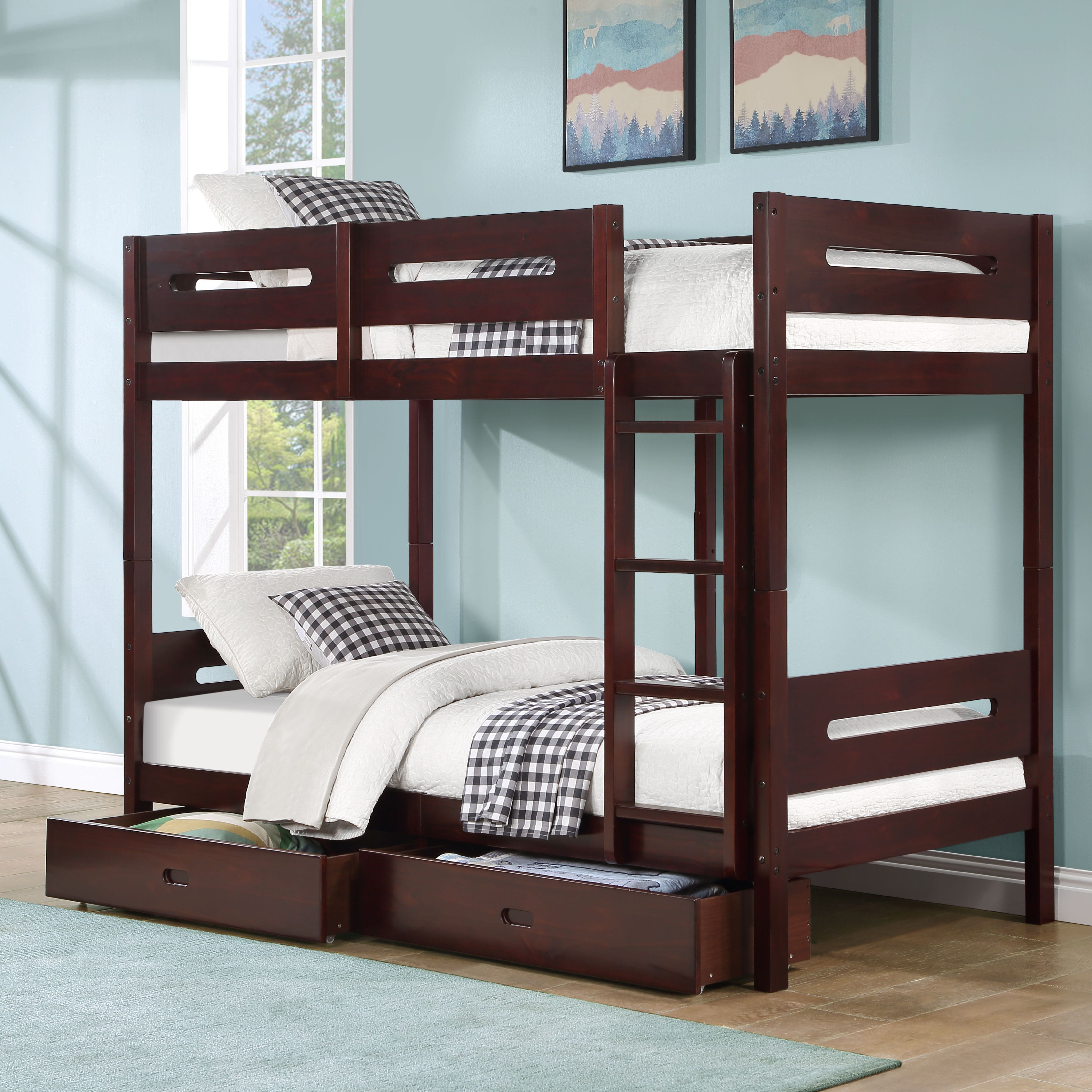 Espresso Twin/Twin Bunk Bed With Ladder