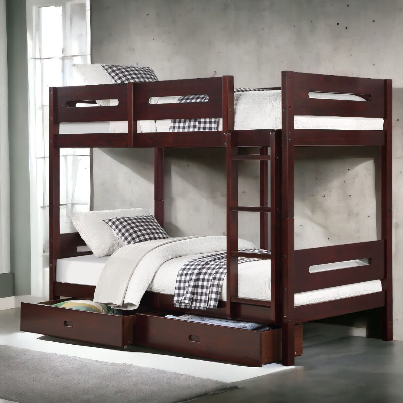 Espresso Twin/Twin Bunk Bed With Ladder