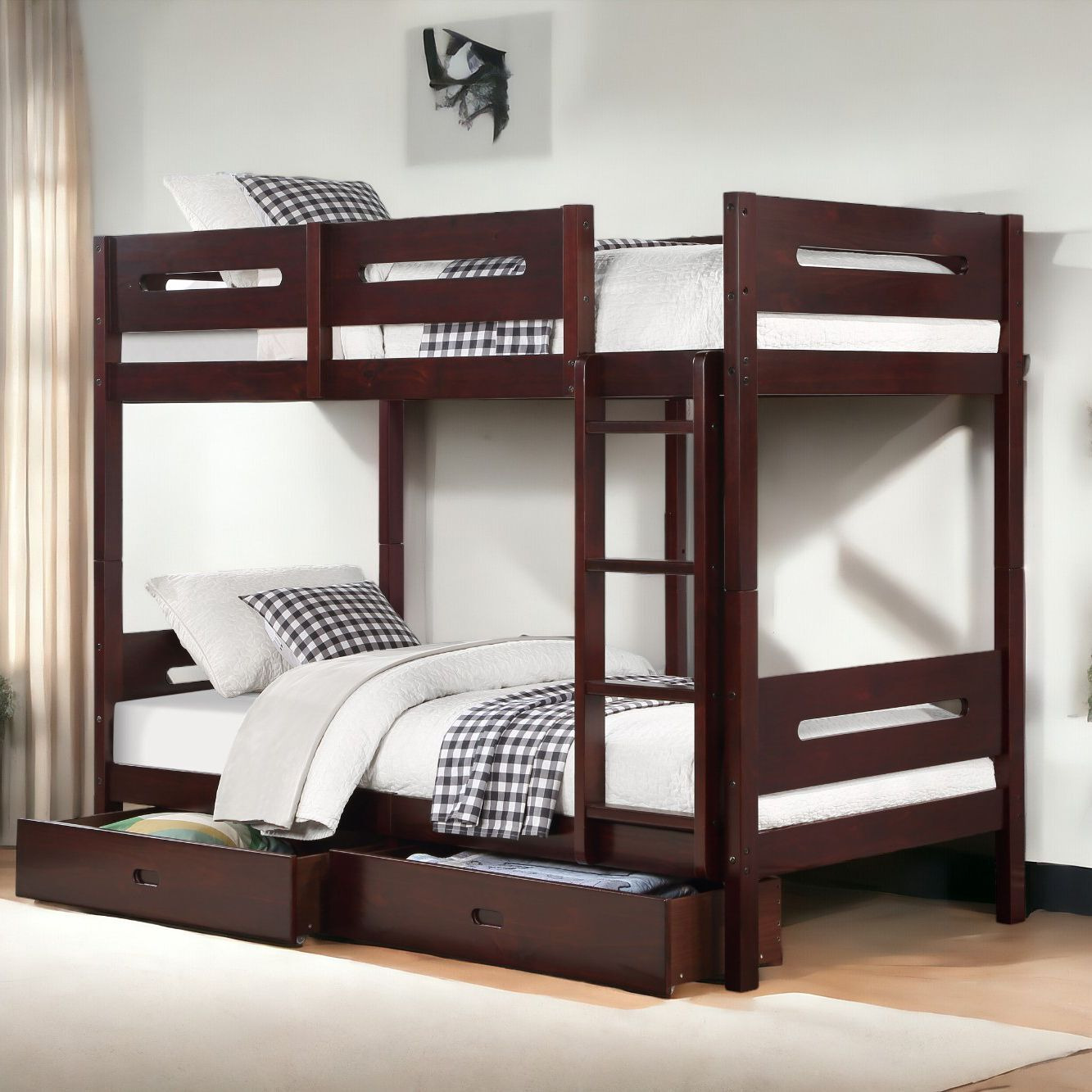 Espresso Twin/Twin Bunk Bed With Ladder