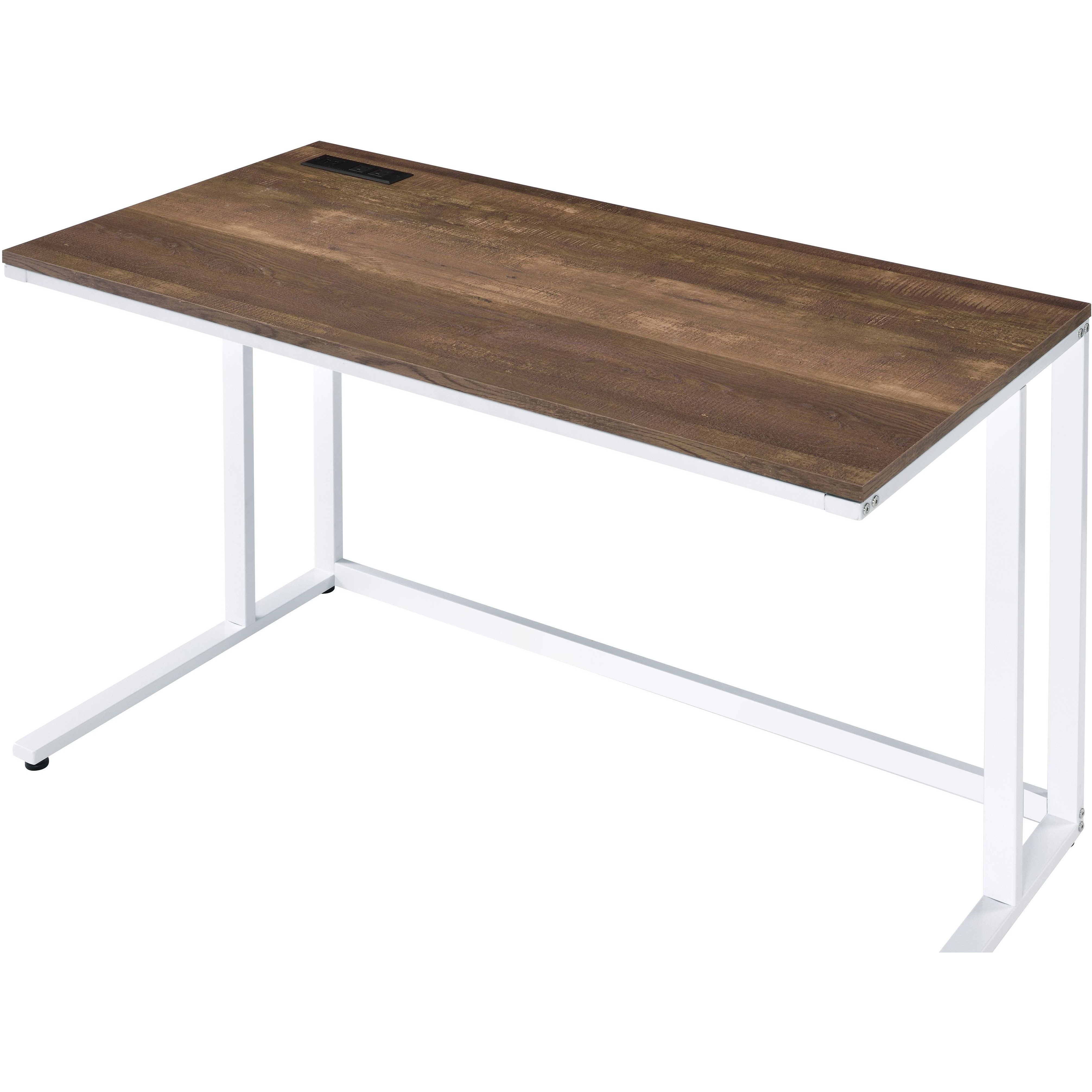 Walnut And White Writing Desk With Usb Port