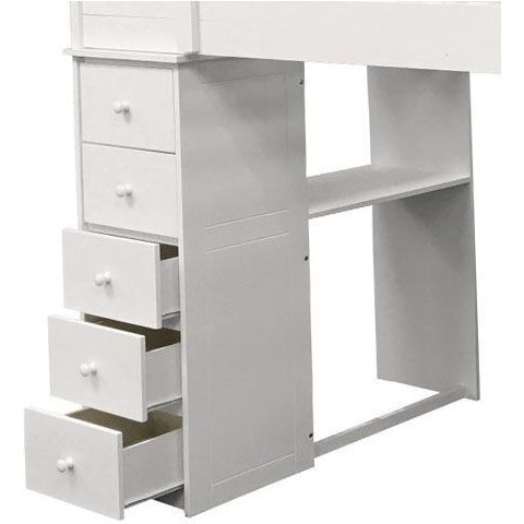 White Twin Loft Bed With Desk And Chest