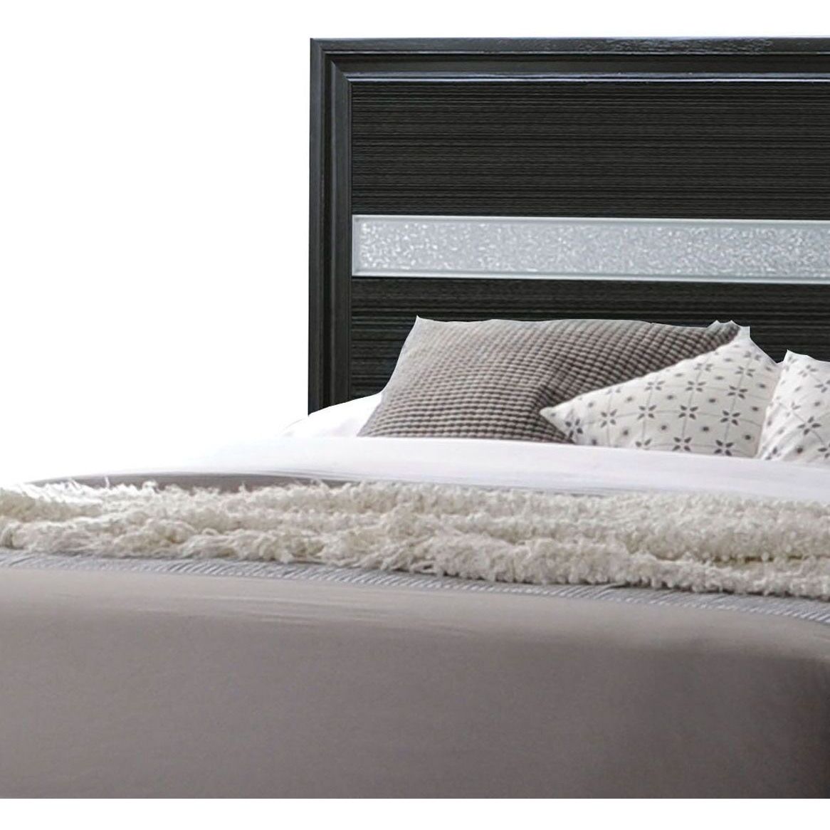 Black Twin Panel Bed With Sparkling Inlay