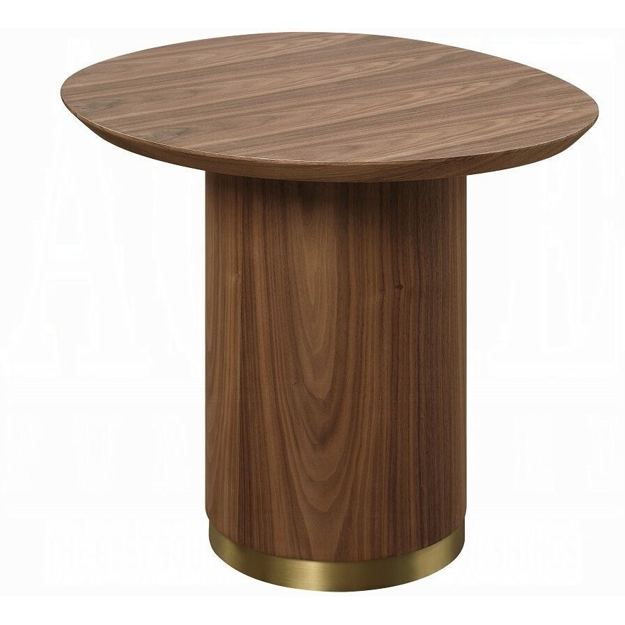 Walnut End Table With Pedestal