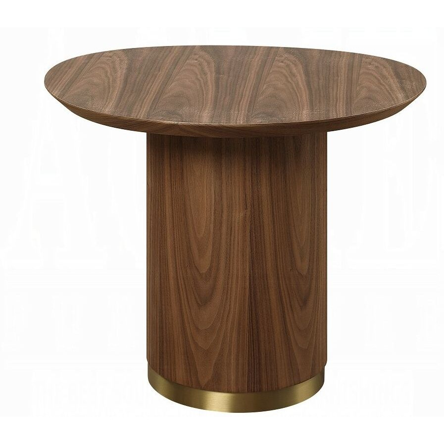 Walnut End Table With Pedestal