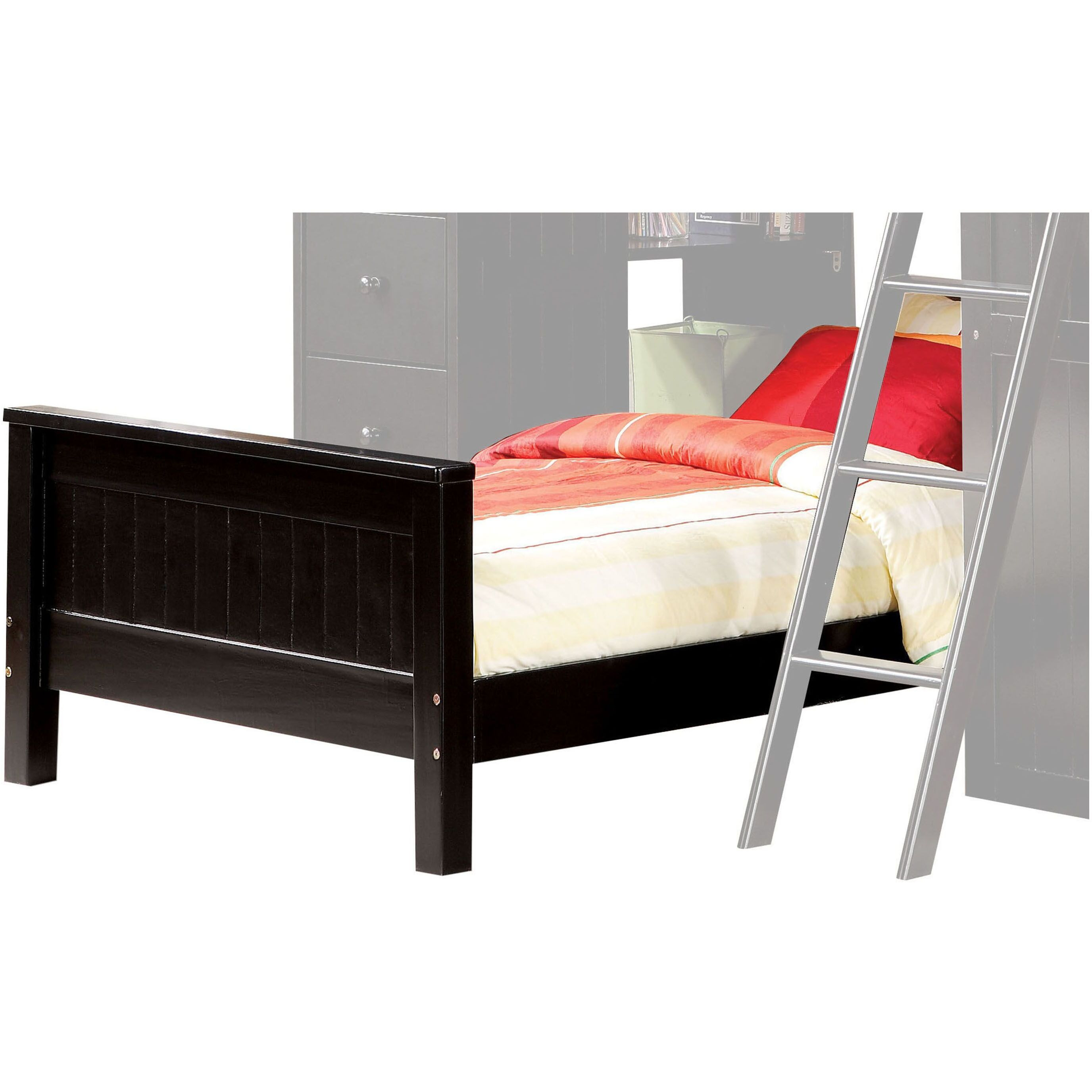 Black Twin Panel Bed With Slat And Headboard